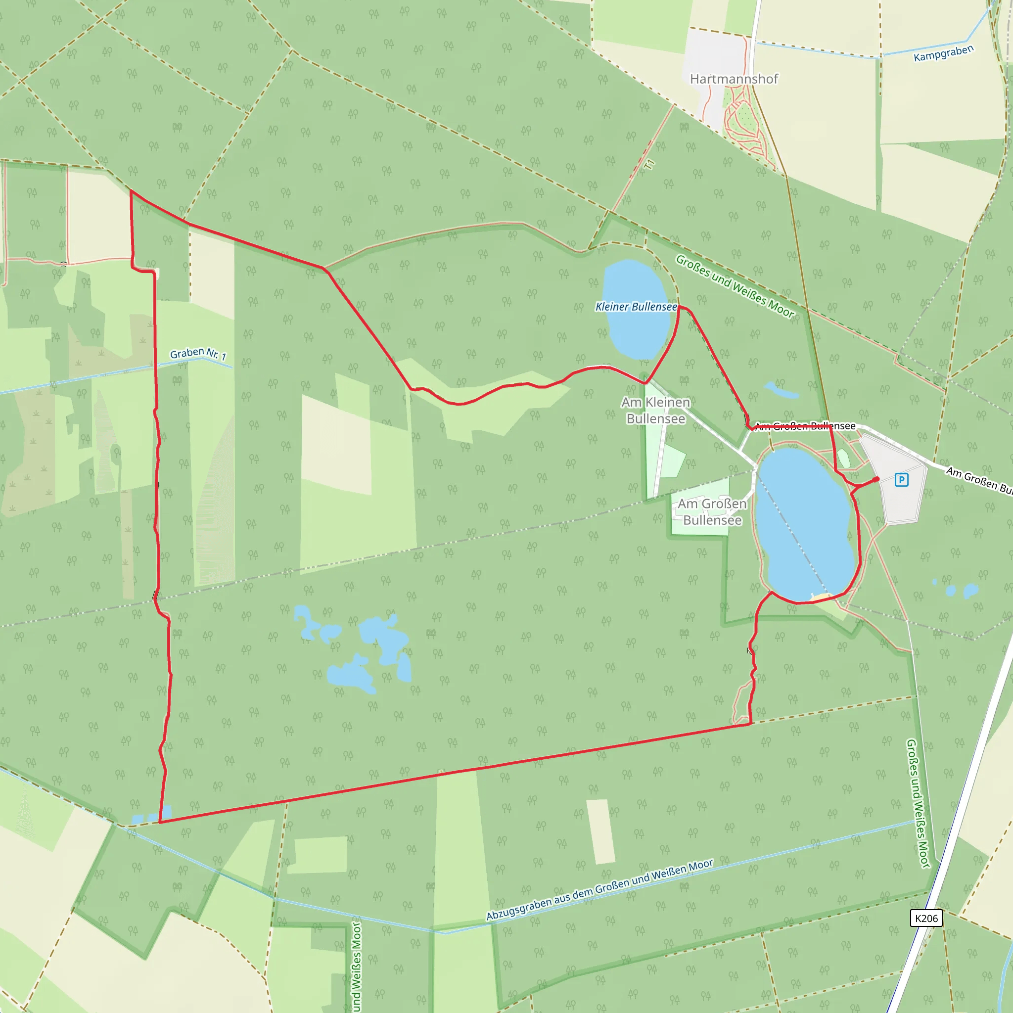 Grosser Bullensee via Kleine Moorrunde Rotenburg mobile static map