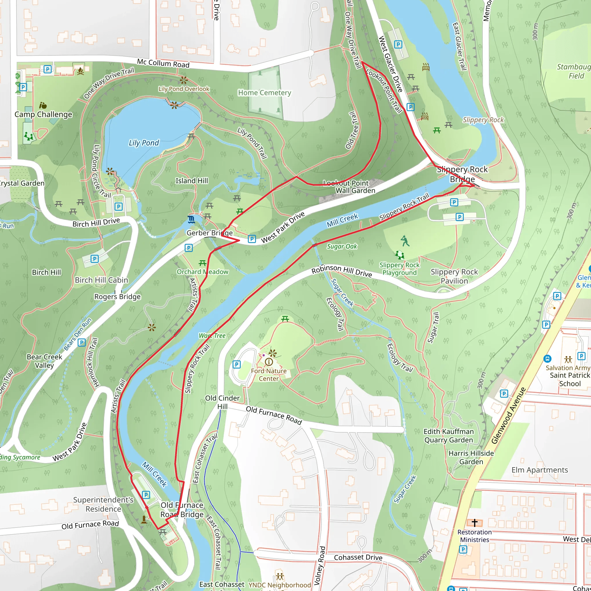 Slippery Rock Trail and Artists Loop Trail mobile static map