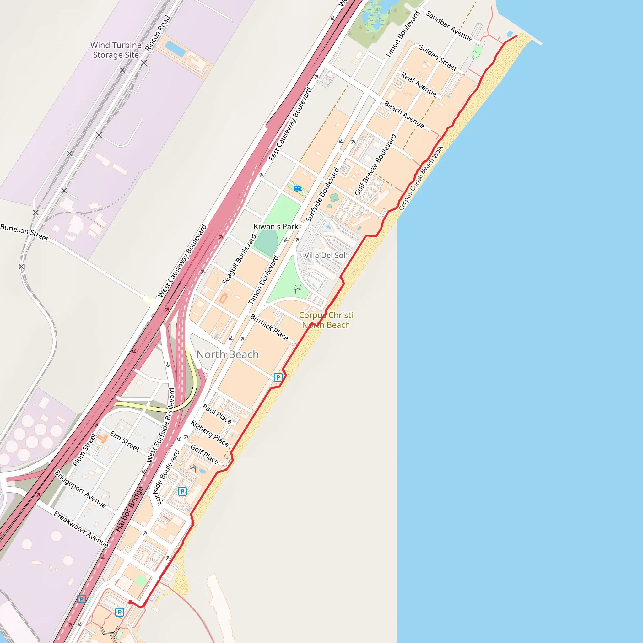 Corpus Christi Beach Walk mobile static map