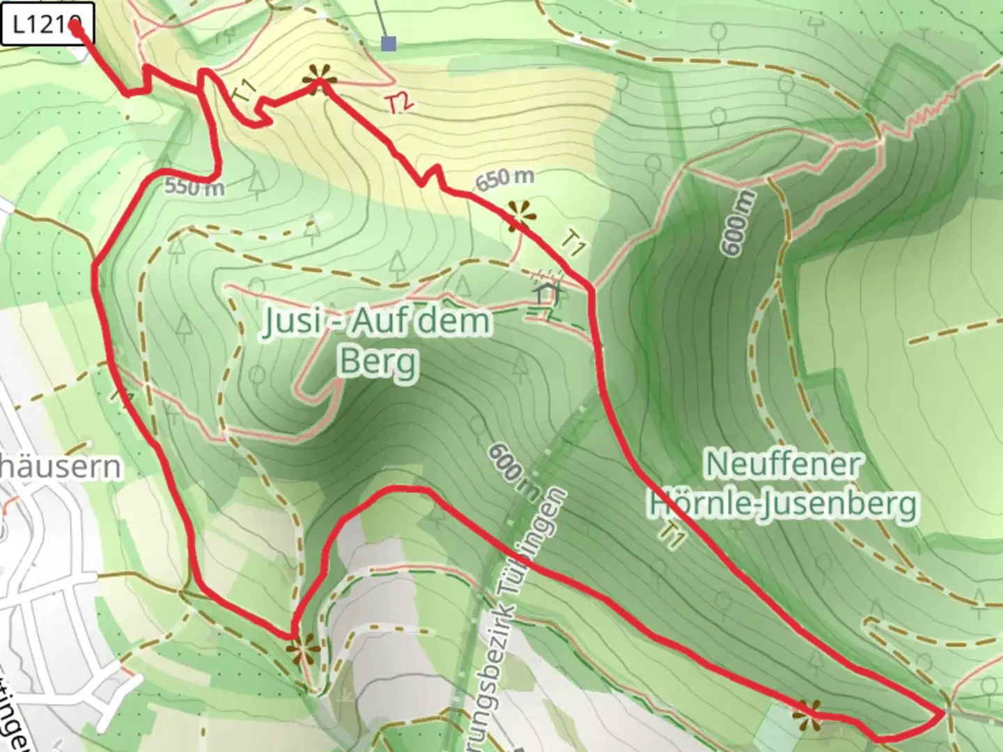 An image depicting the trail Jusiberg and Aussicht am Jusiberg Loop and its surrounding area.