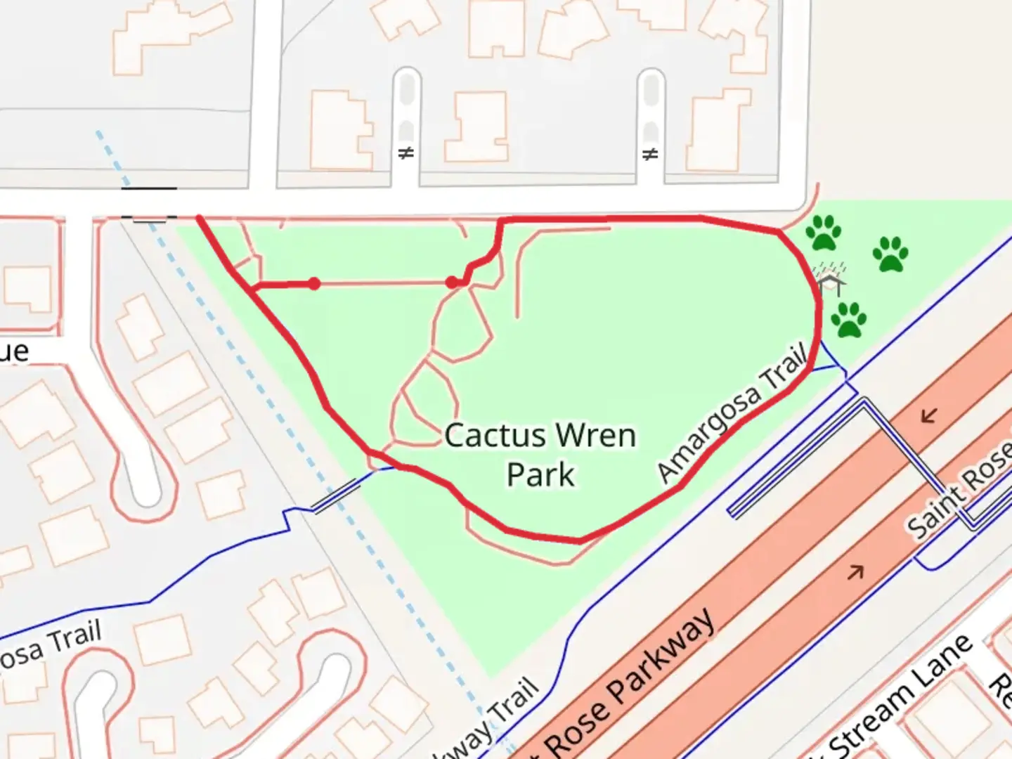 An image depicting the trail Cactus Wren Park Loop and its surrounding area.