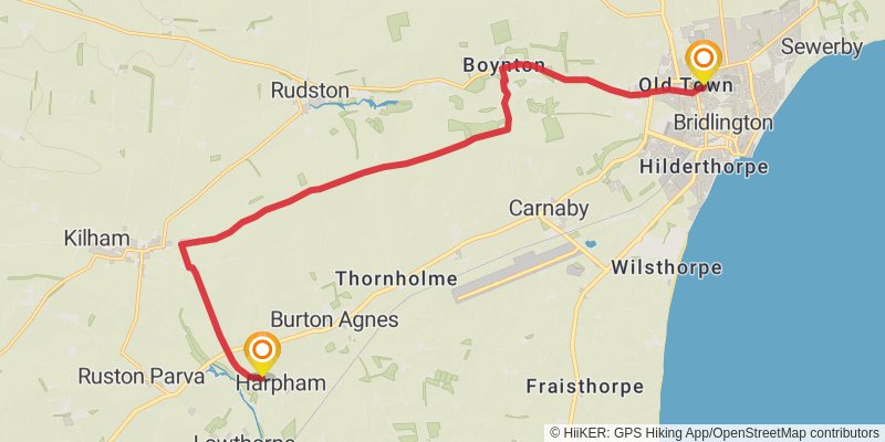Beverley Minster to Bridlington Priory stage 3 Map