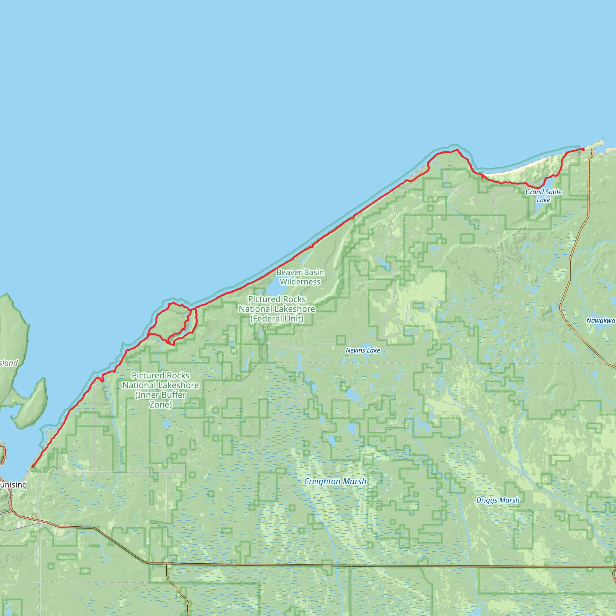 North Country Trail - Rocks National Lake Shore mobile static map