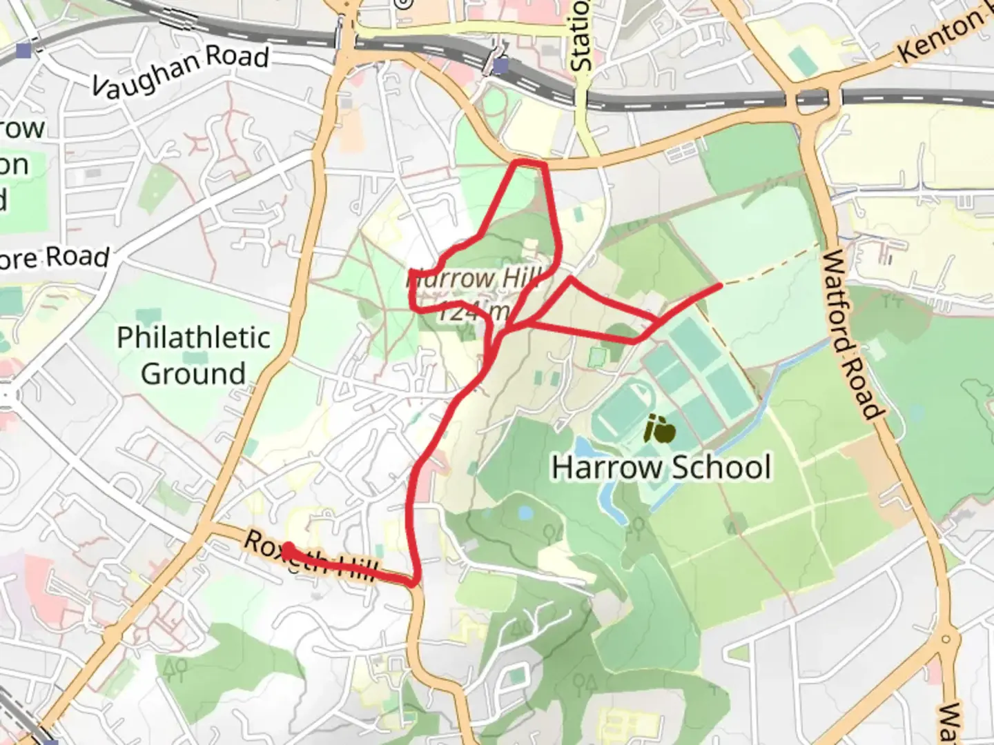 An image depicting the trail Harrow Hill and Grove Wood Loop and its surrounding area.