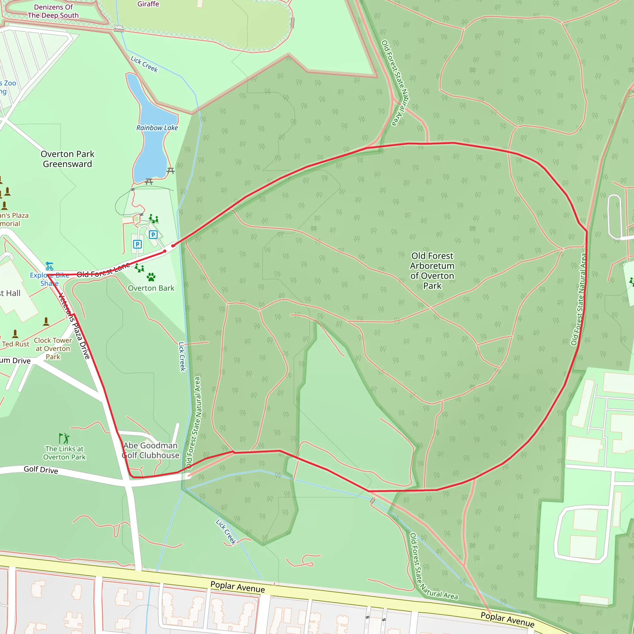 Overton Park Loop mobile static map