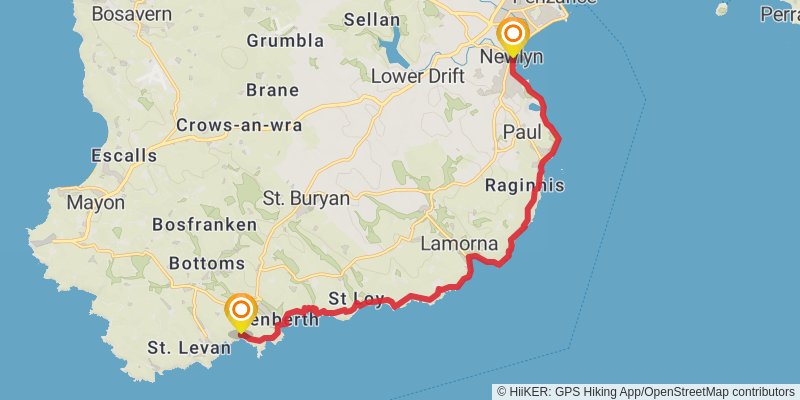 Cornwall Coast Path stage 15 Map