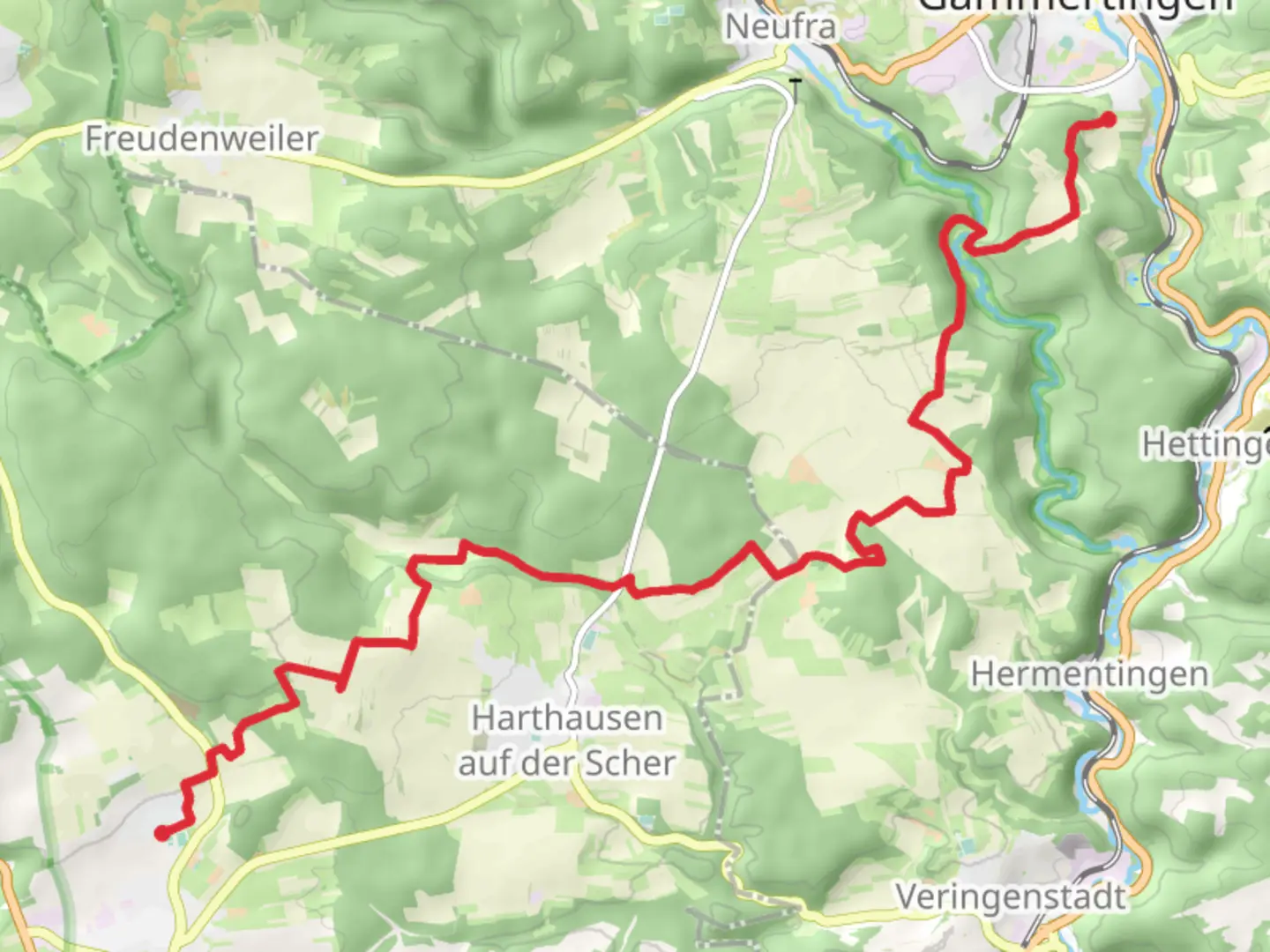 An image depicting the trail Gammertingen to Winterlingen Walk and its surrounding area.