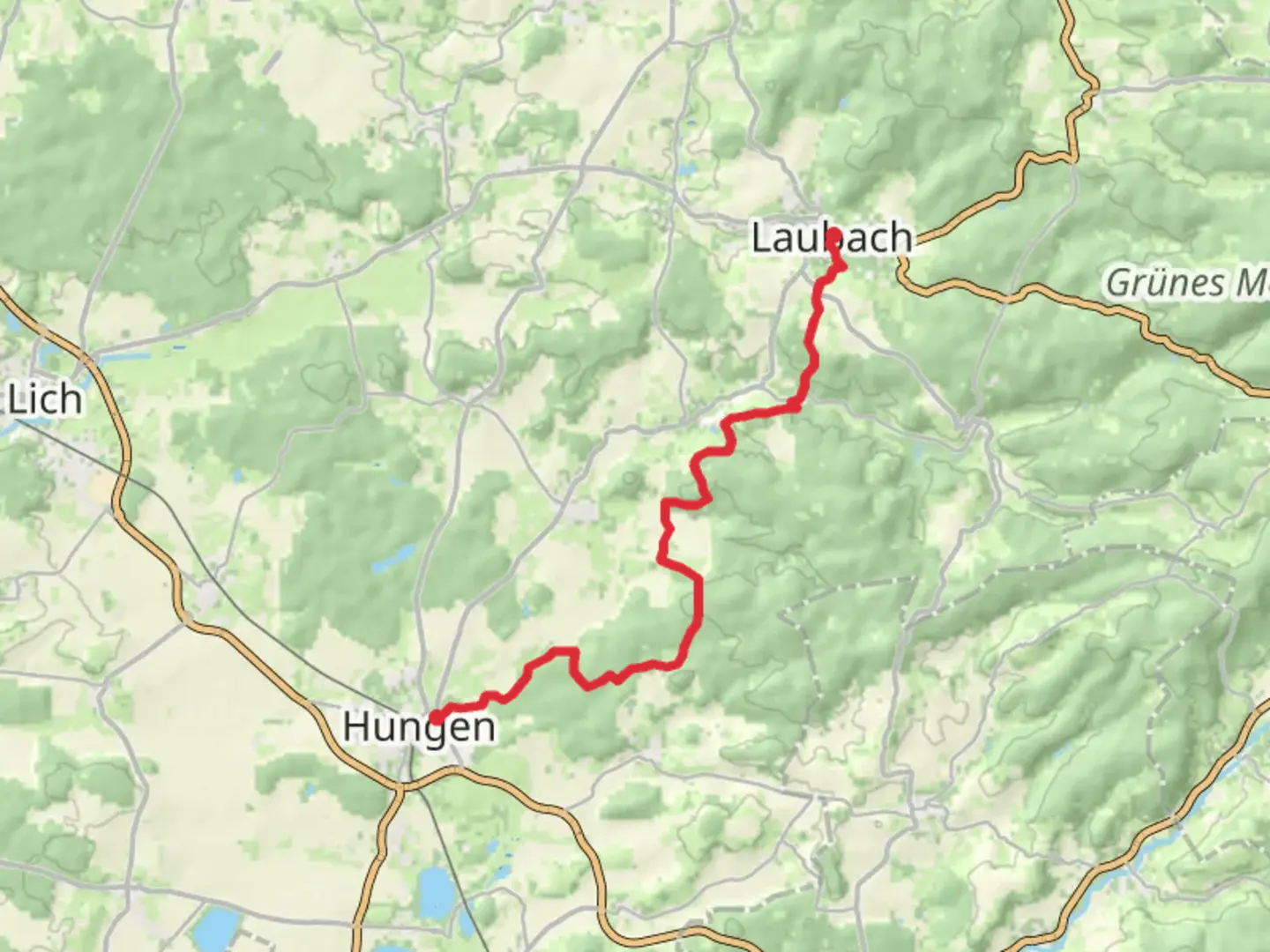 An image depicting the trail Hungen to Laubach Walk and its surrounding area.