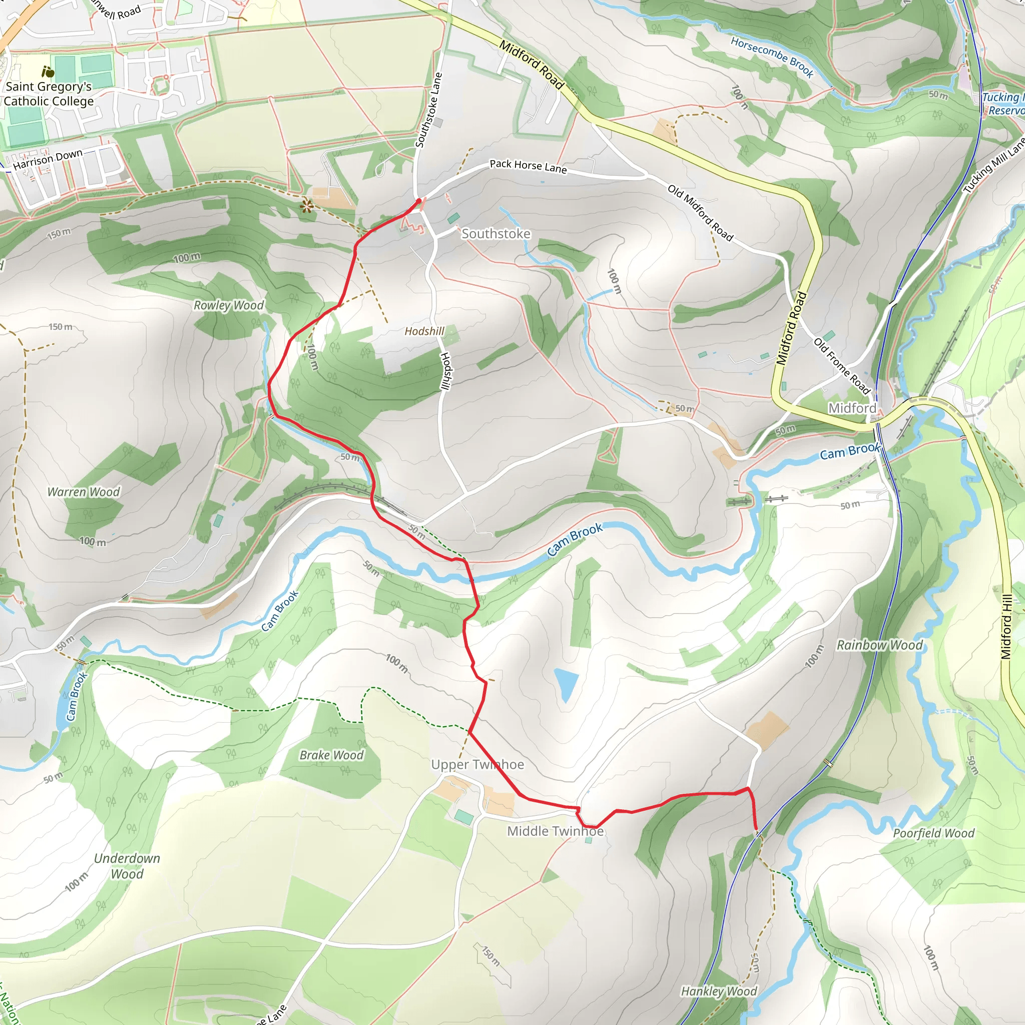 Southstoke and Middle Twinhoe Walk mobile static map