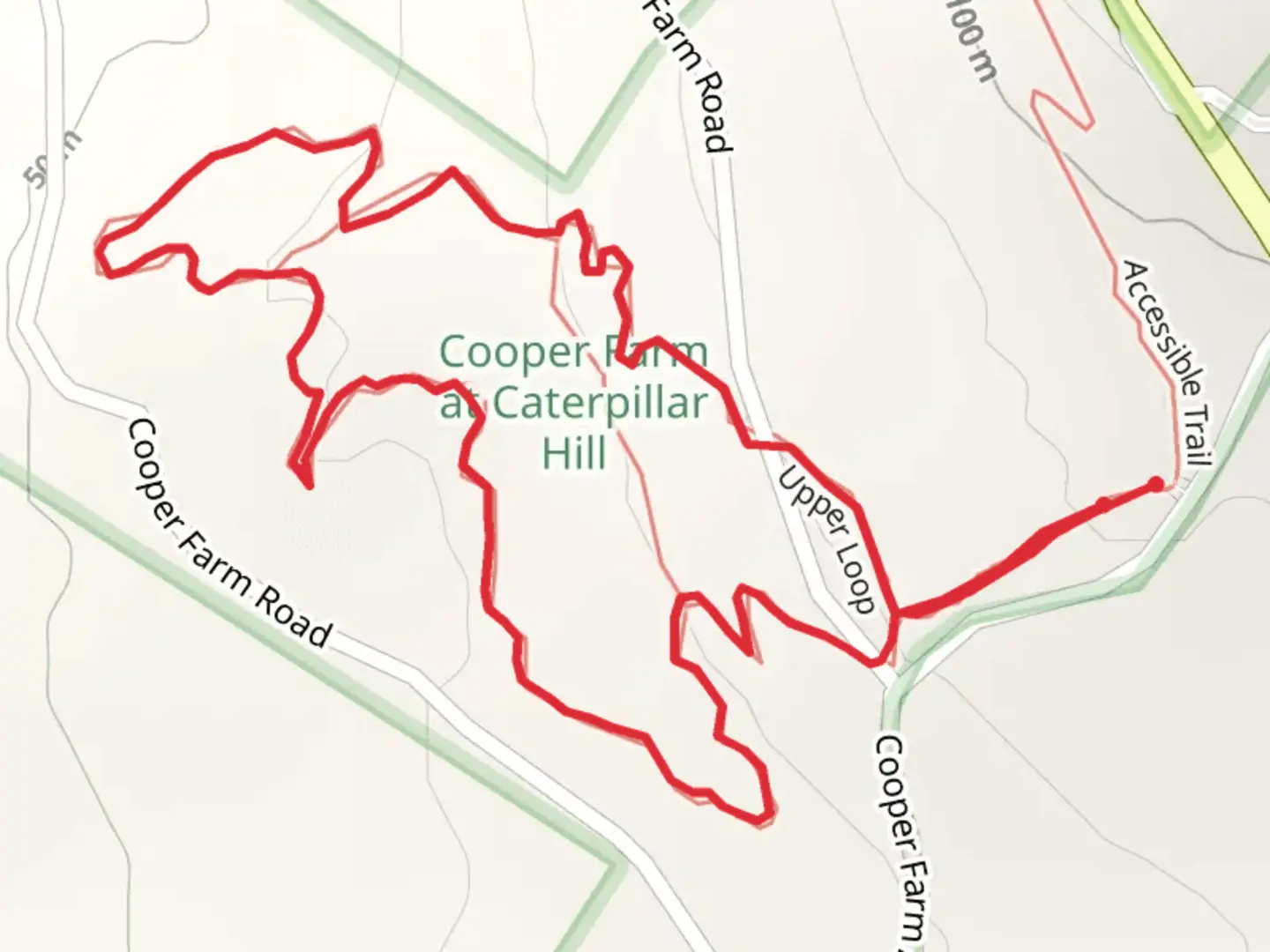 An image depicting the trail Cooper Farm Road Loop and its surrounding area.