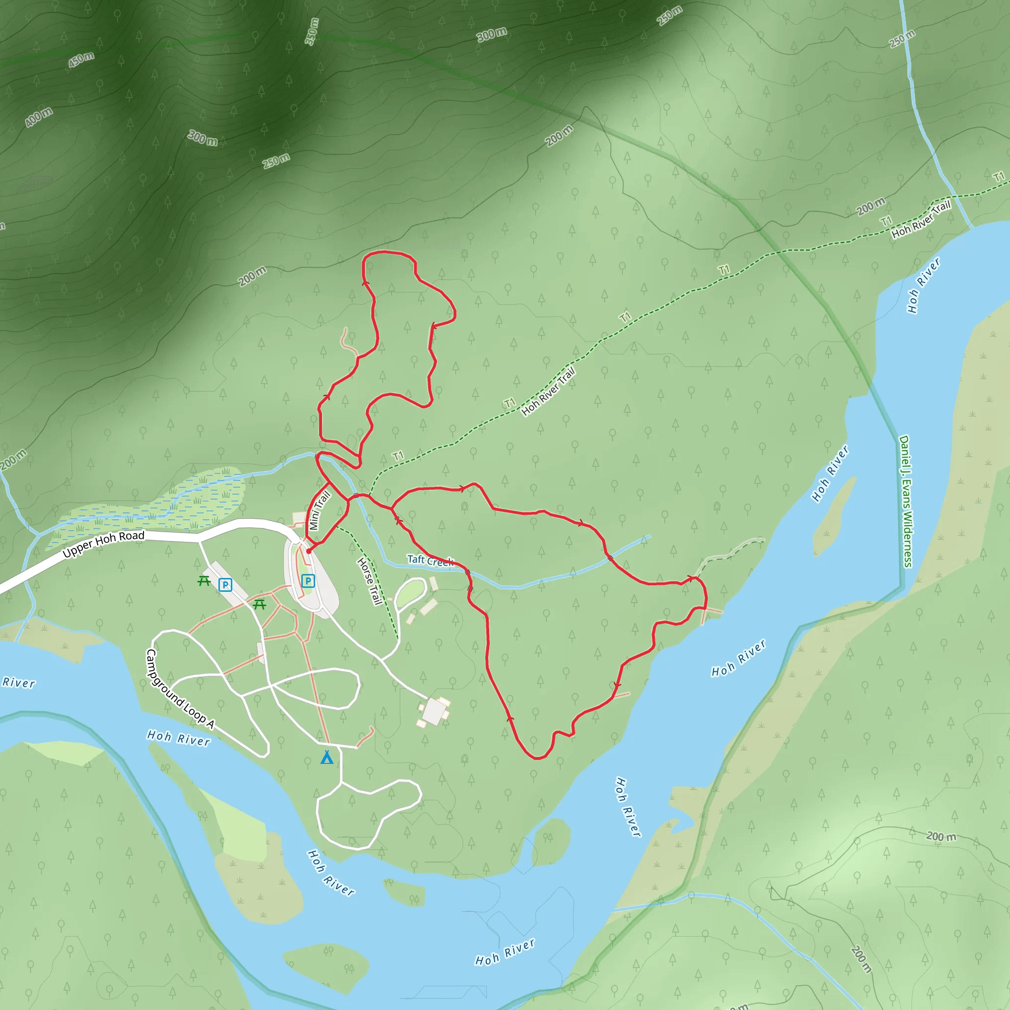 Hall of Mosses Trail and Spruce Nature Trail Loop mobile static map