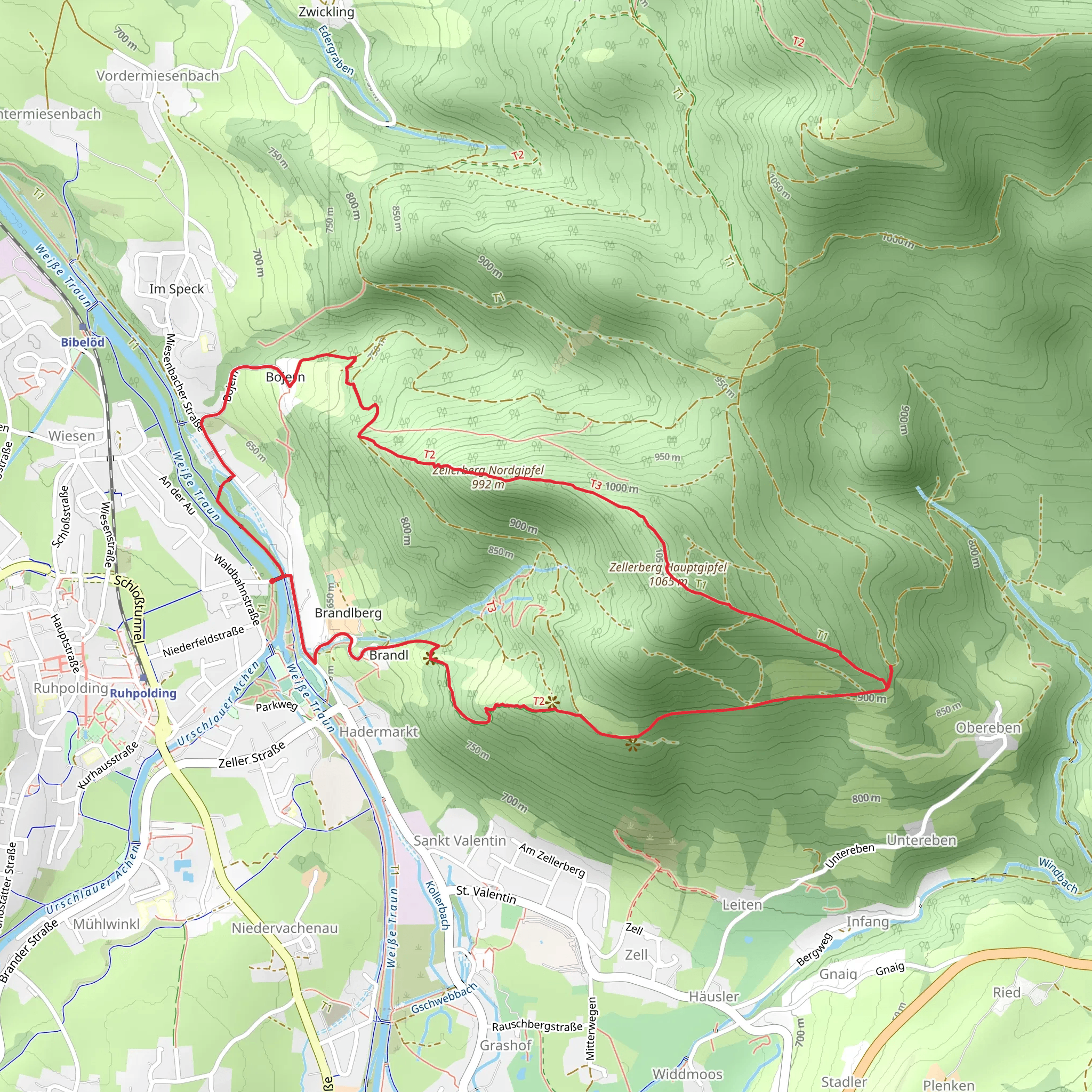 Wittelsbacher Hohe, Zellerberg Hauptgipfel and Zellerberg Nordgipfel Loop mobile static map