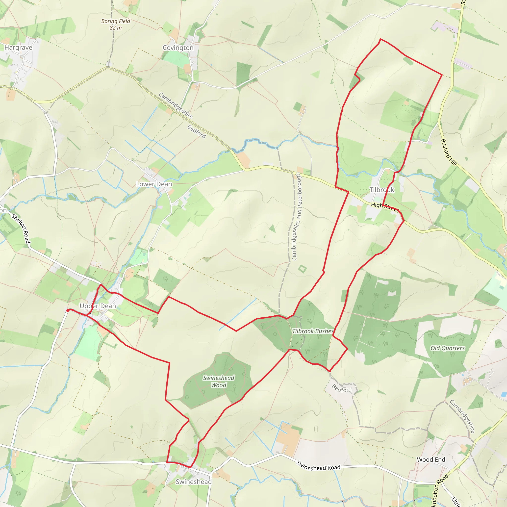 Upper Dean, Tillbrook and Swineshead Loop mobile static map