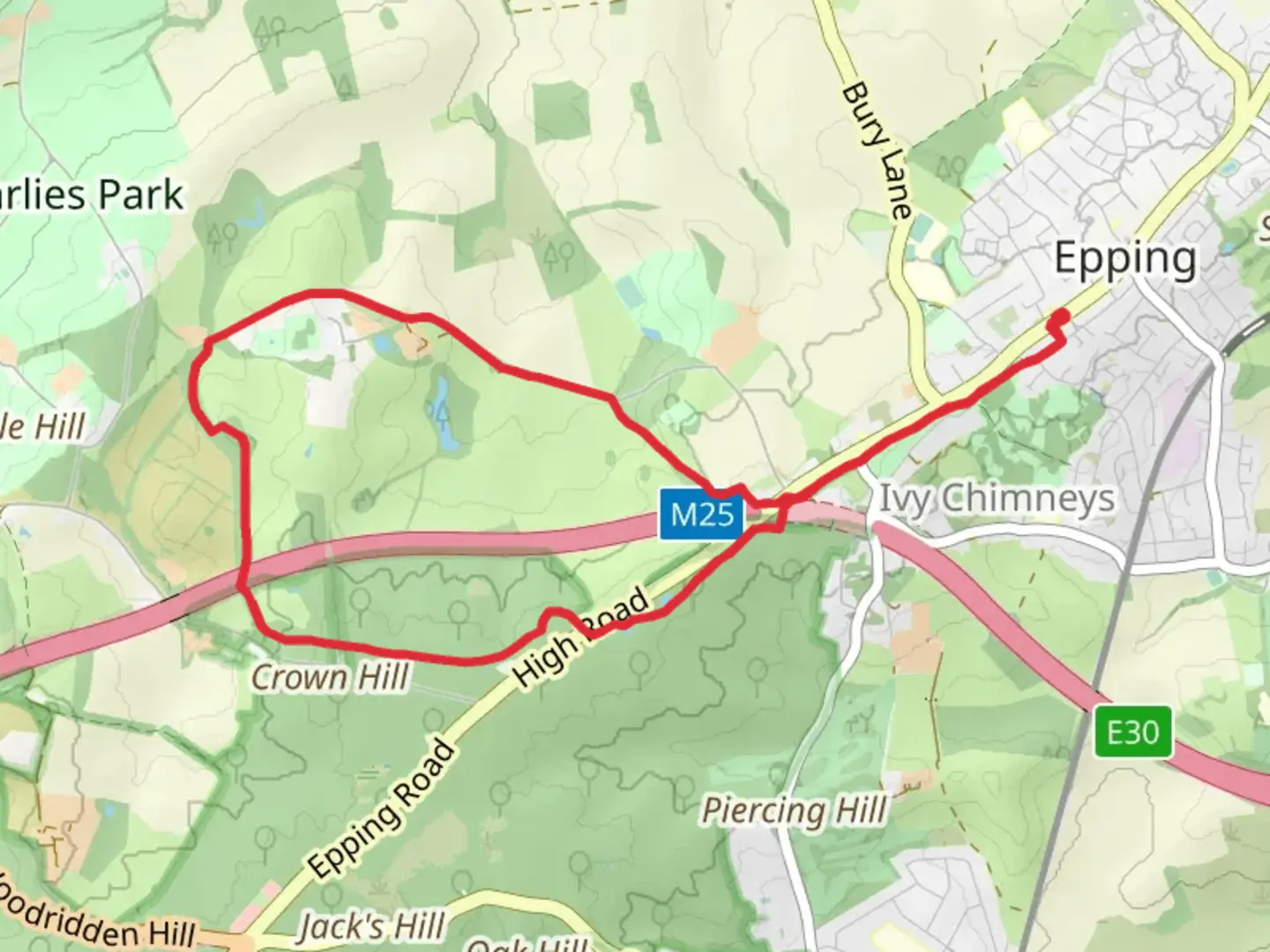 An image depicting the trail Warren Wood and Griffin's Wood and its surrounding area.