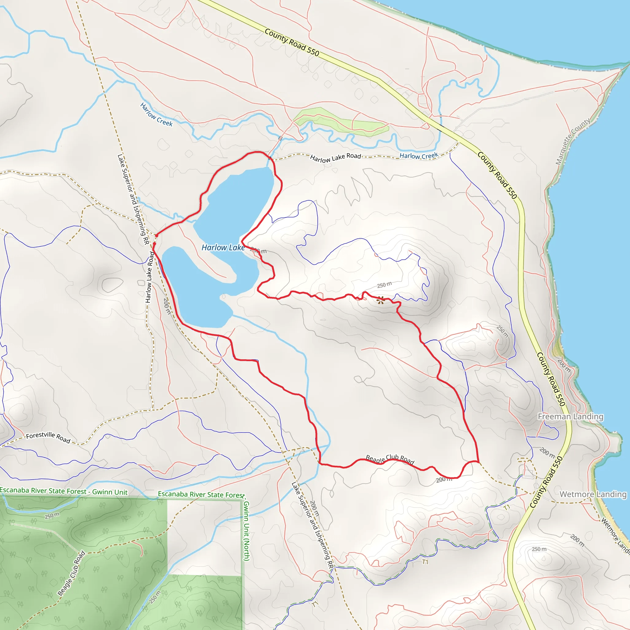 Harlow Lake Loop mobile static map