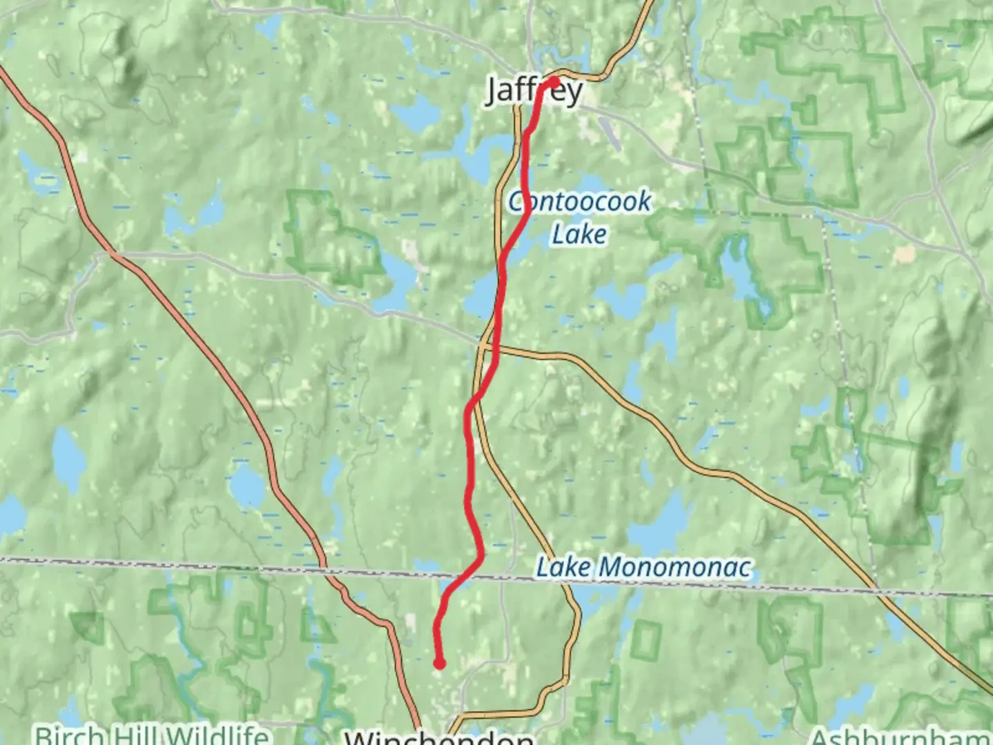An image depicting the trail Monadnock Recreational Rail Trail and its surrounding area.