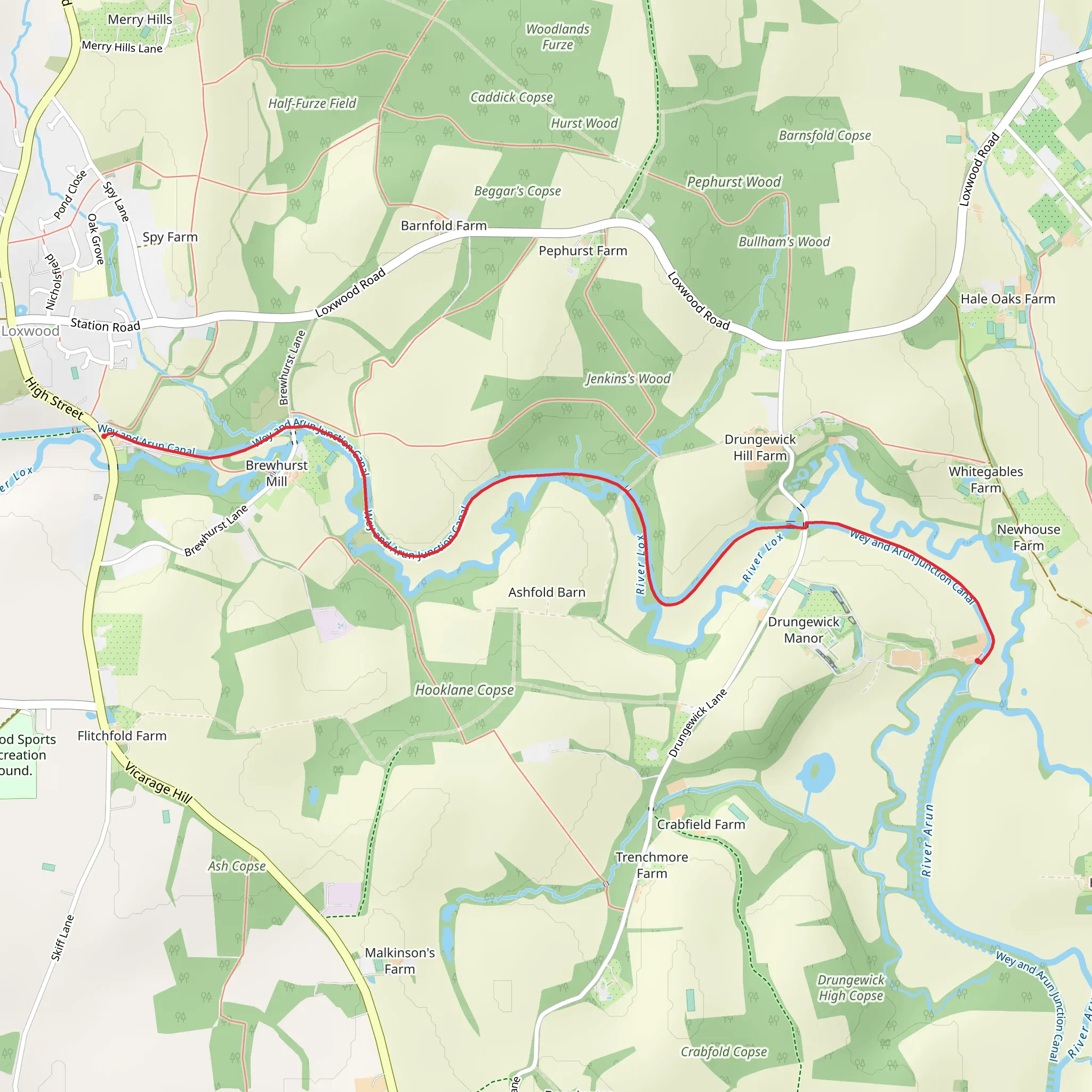 The Wey and Arun Canal - Loxwood mobile static map
