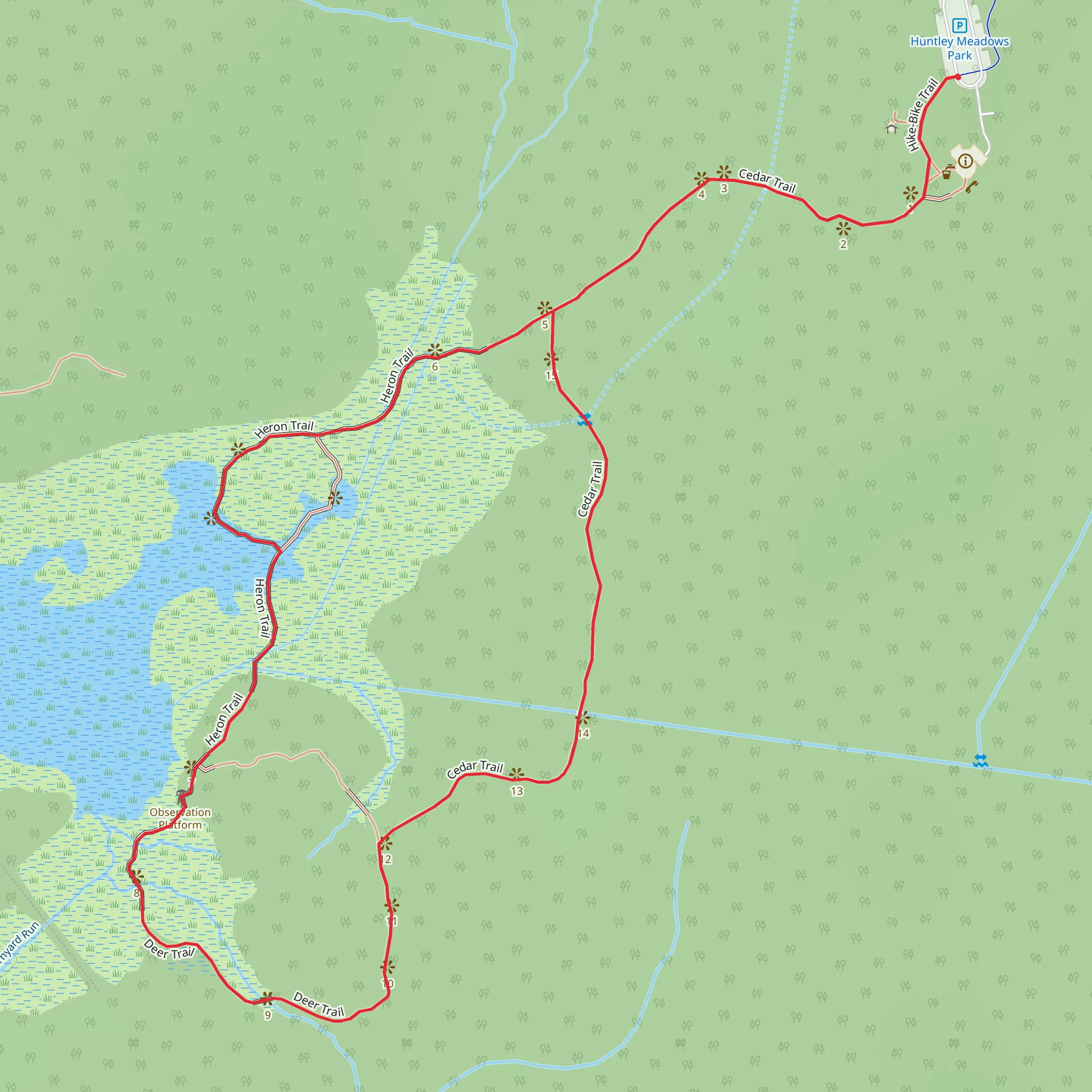 Heron - Deer - Cedar Loop Trail mobile static map