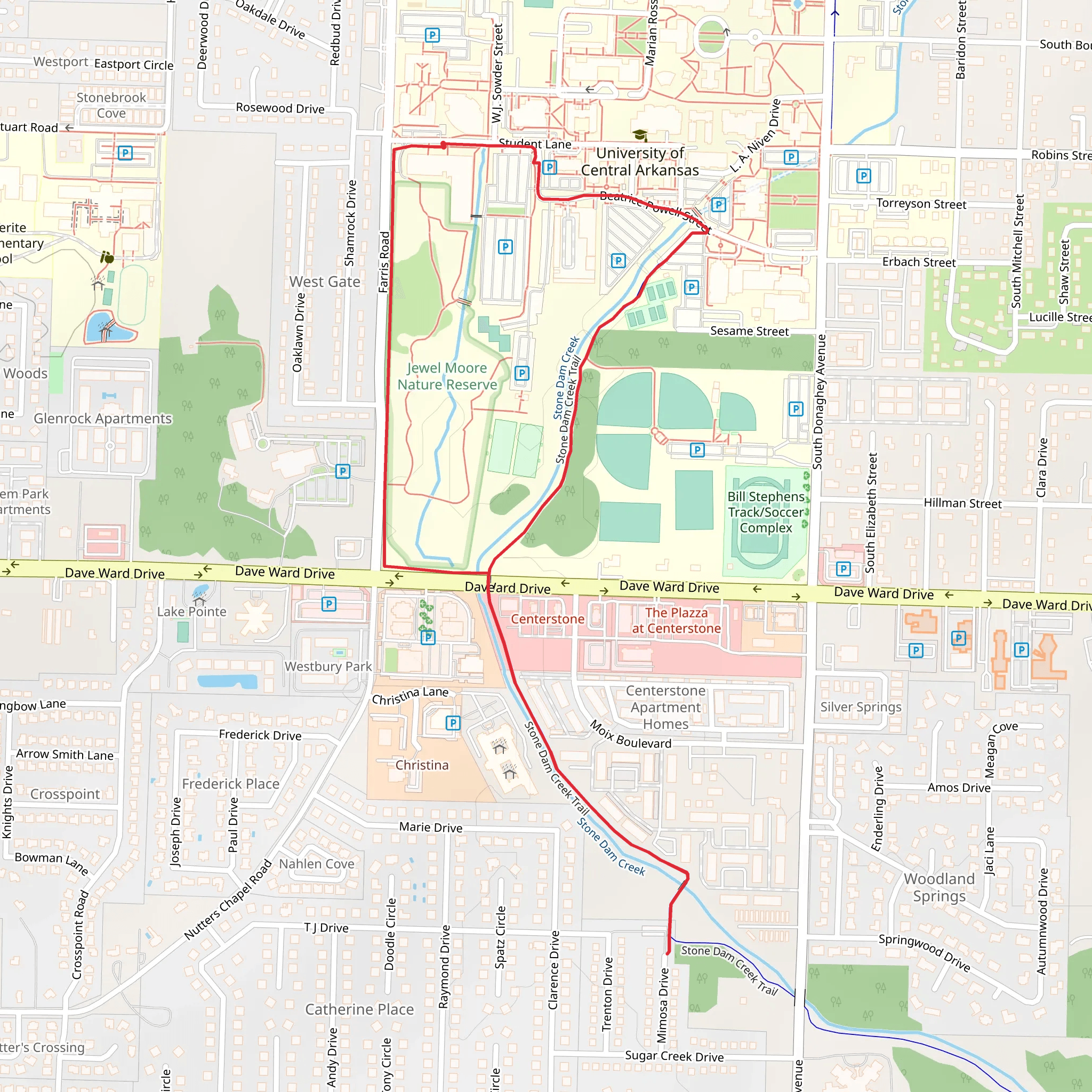 Stone Dam Creek Trail mobile static map