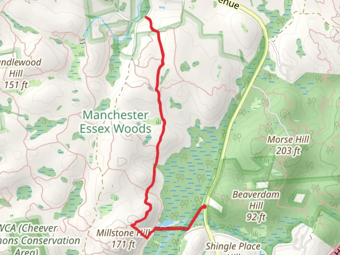 An image depicting the trail Prospect Ledge Trail - Cedar Swamp Conservation Area and its surrounding area.