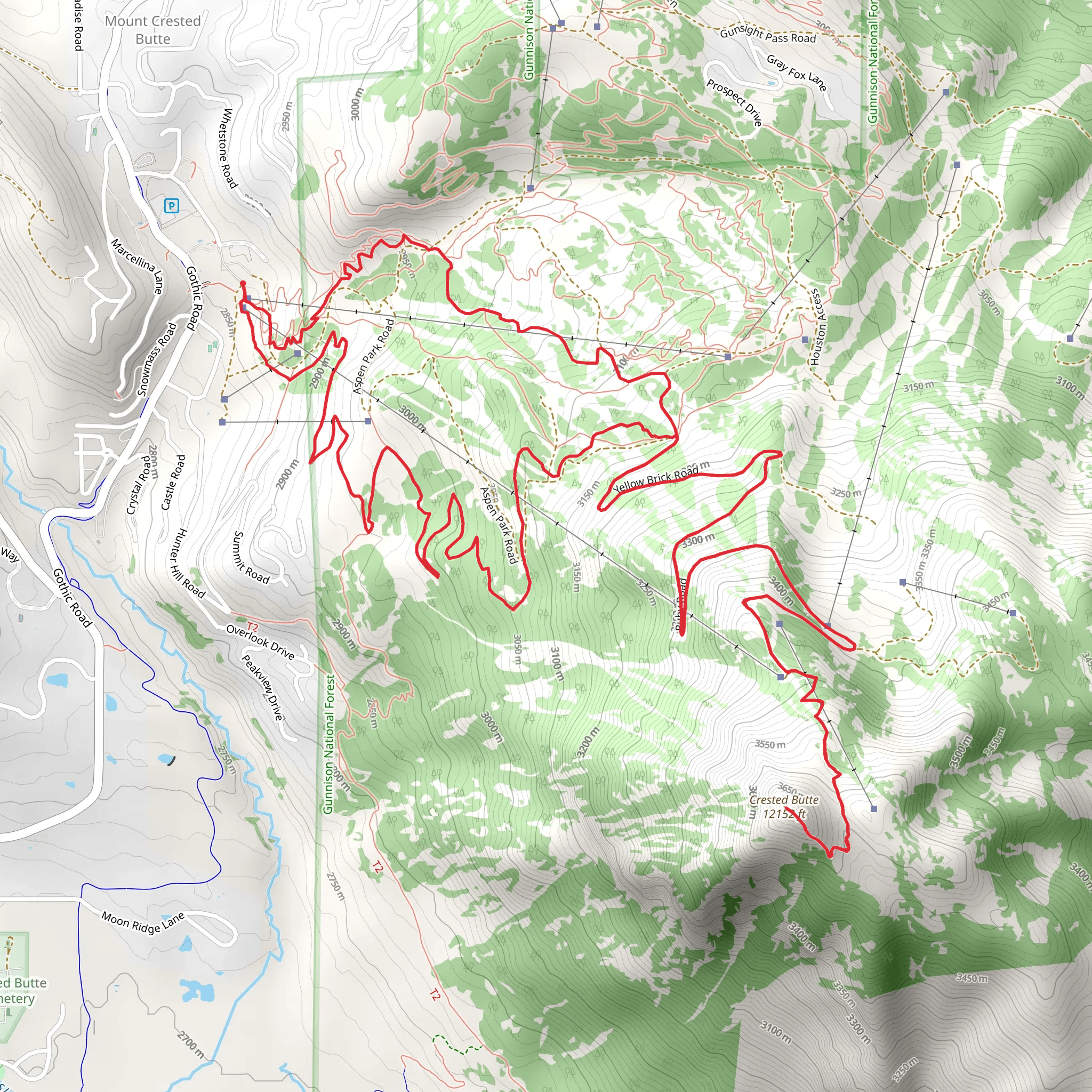 Crested Butte, Westside and Avery Loop mobile static map