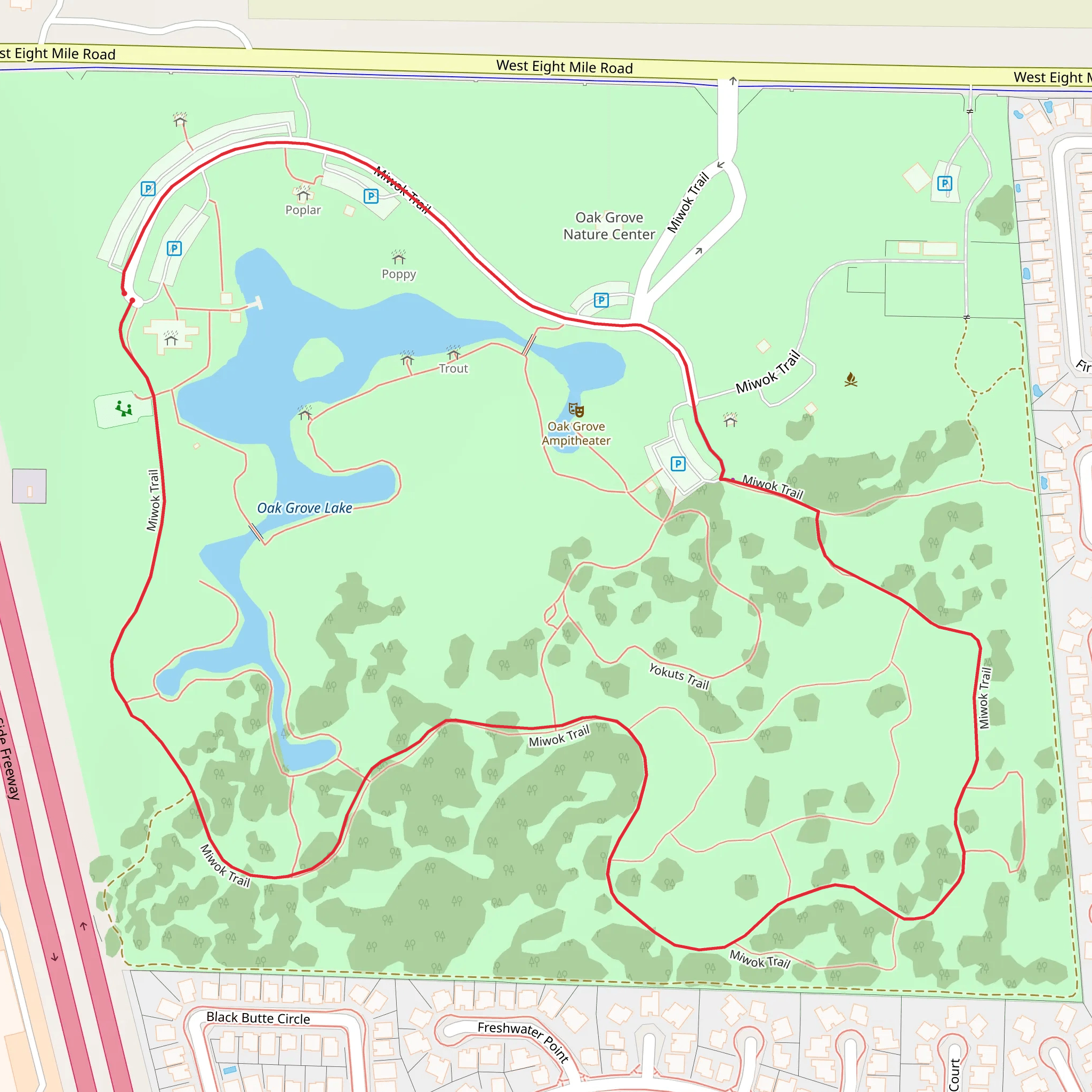 Oak Grove Lake Loop mobile static map