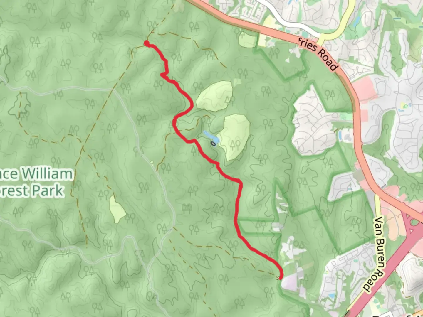 An image depicting the trail Quantico Creek - North Valley Trail and its surrounding area.