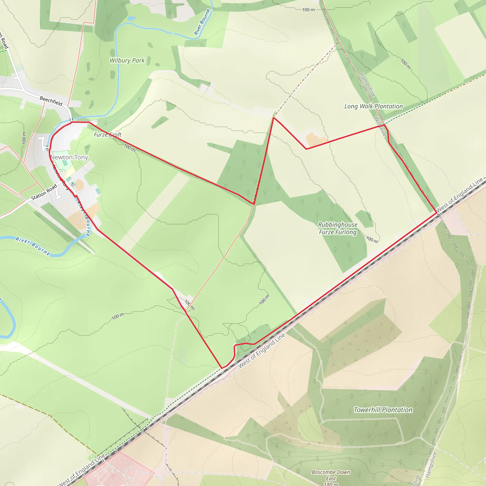 Furze Croft and Rubbinghouse Furze Furlong Loop mobile static map