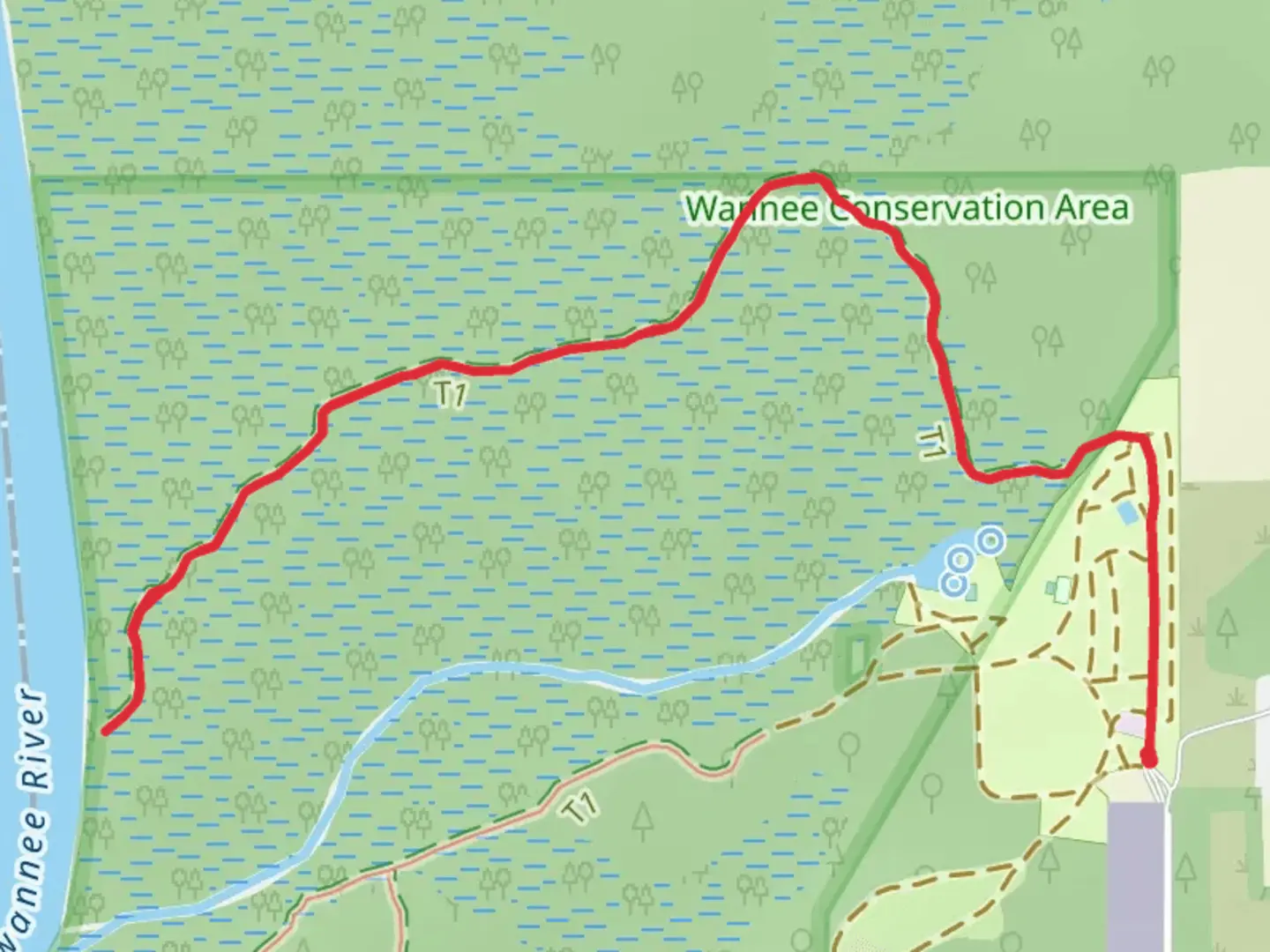 An image depicting the trail Otter Springs North Trail and its surrounding area.