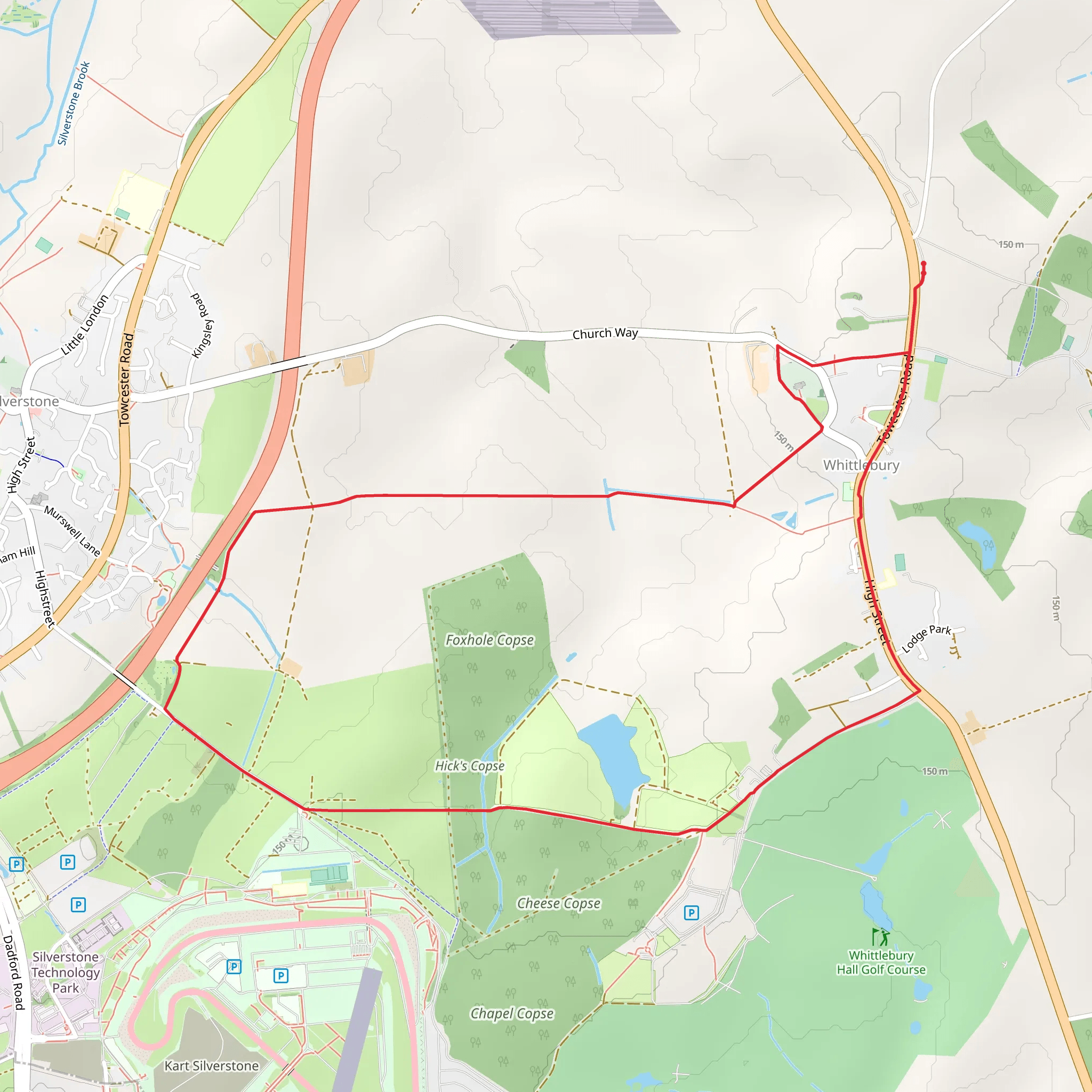 Silverstone Country Park and Whittlebury Loop mobile static map