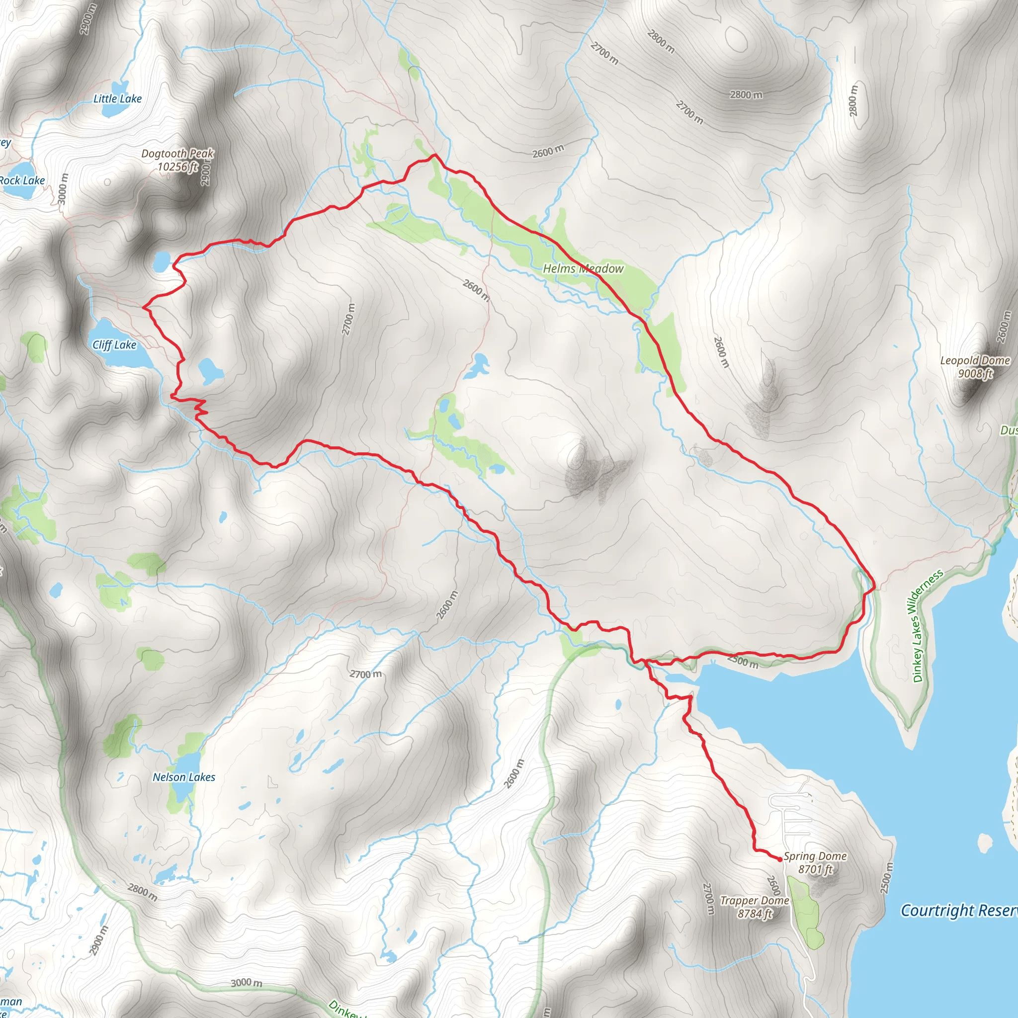 Courtright Reservoir, Cliff Lake and Bullfrog Lake Loop Trail mobile static map