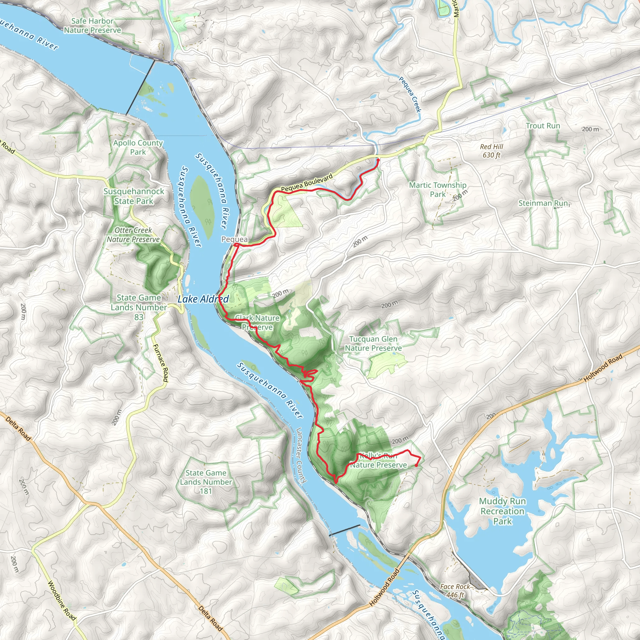 Kelly's Run via Conestoga Trail mobile static map