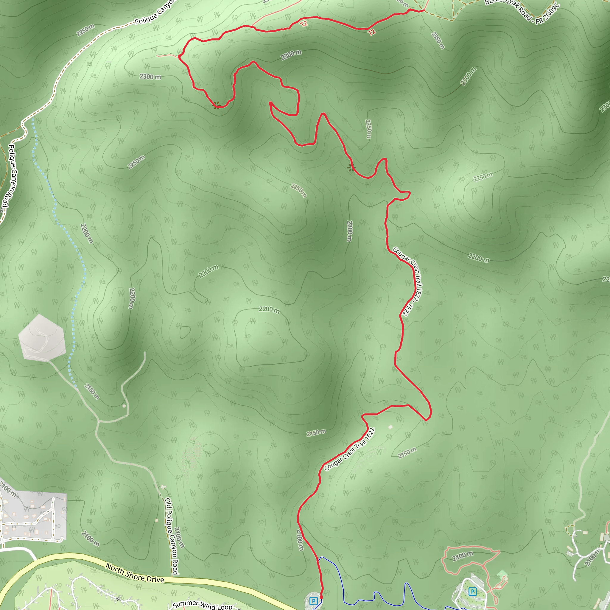 Cougar Crest Trail mobile static map
