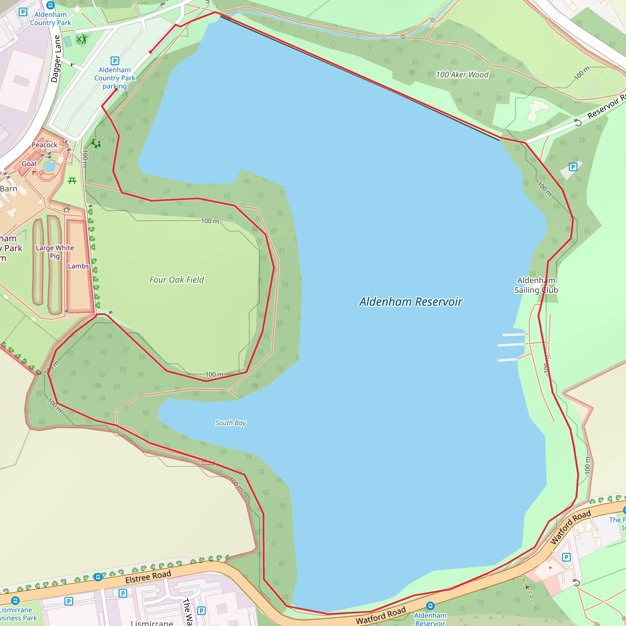 Aldenham Reservoir Loop mobile static map