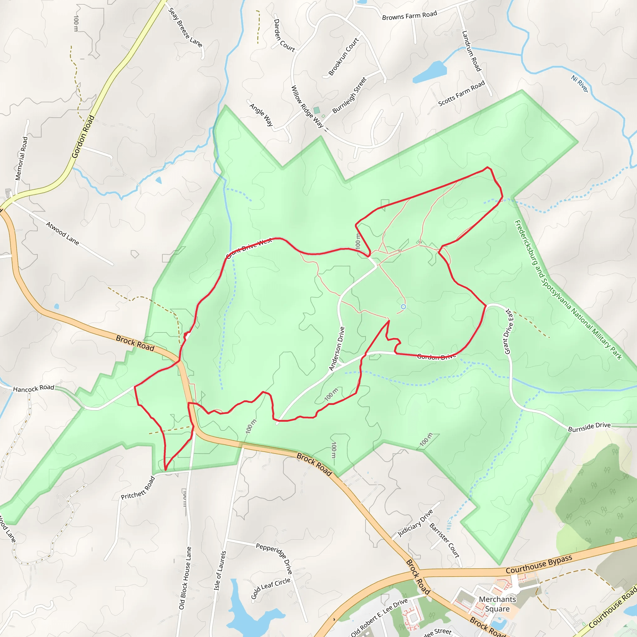 Fredericksburg and SPotsylvania National Military Park Loop mobile static map