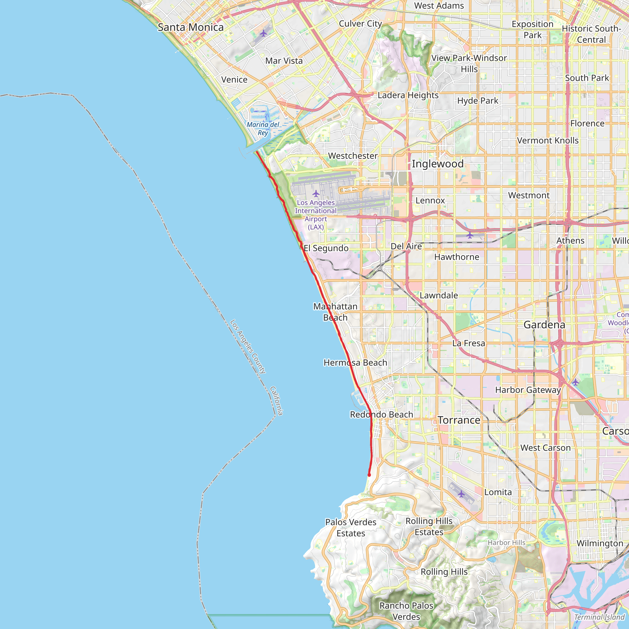 The Strand and South Bay Path mobile static map