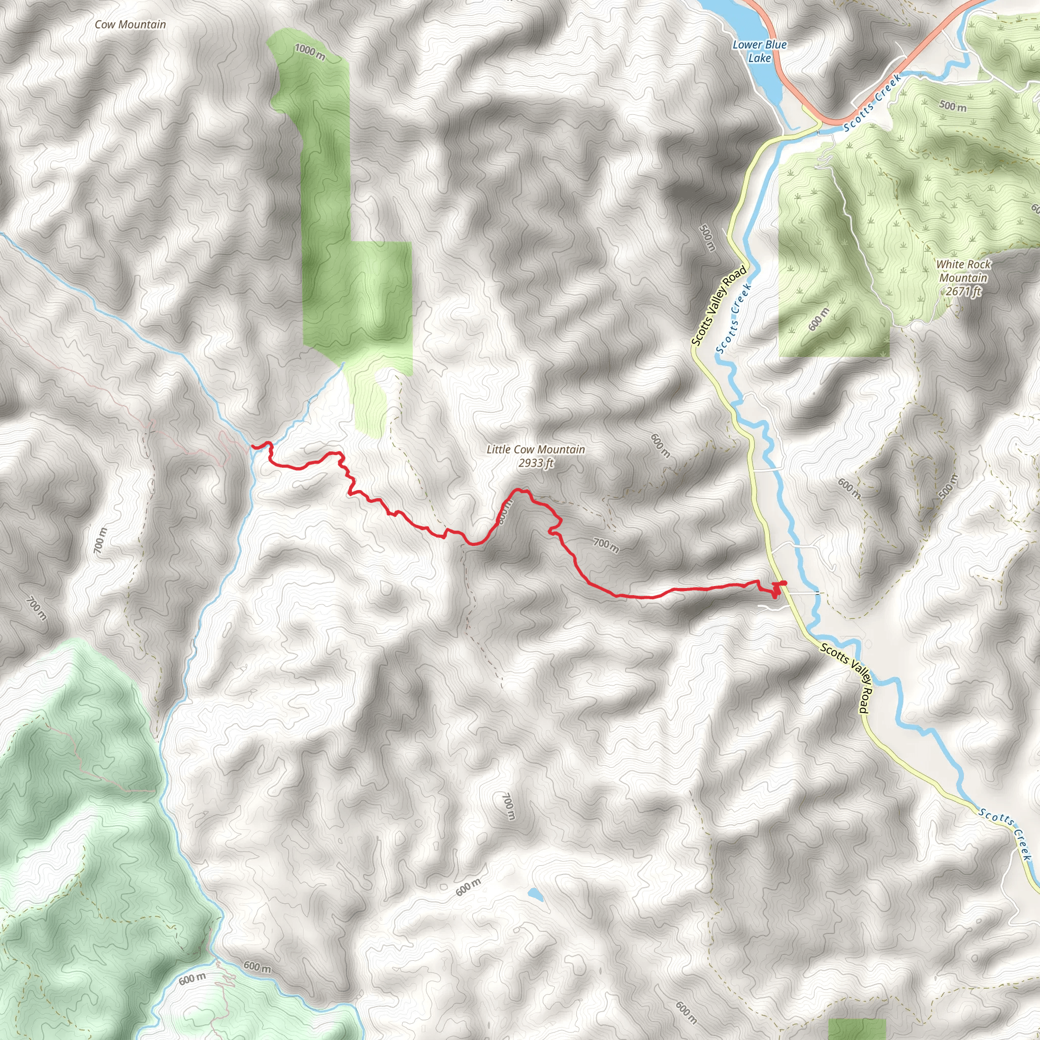 Goat Rock Primitive Campground via Glen Eden Trail mobile static map