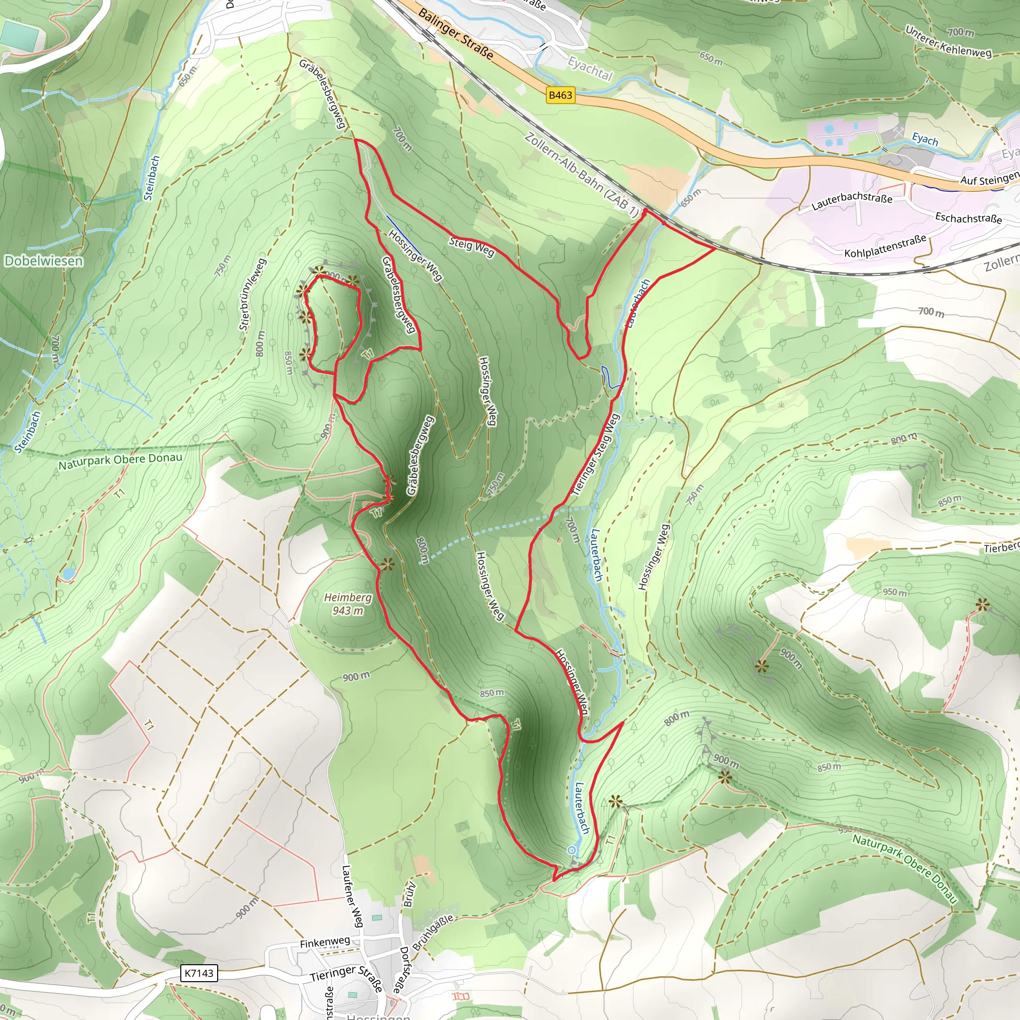 Hossinger Leiter and Graebelesberg via Traufgand Hossinger Leiter mobile static map