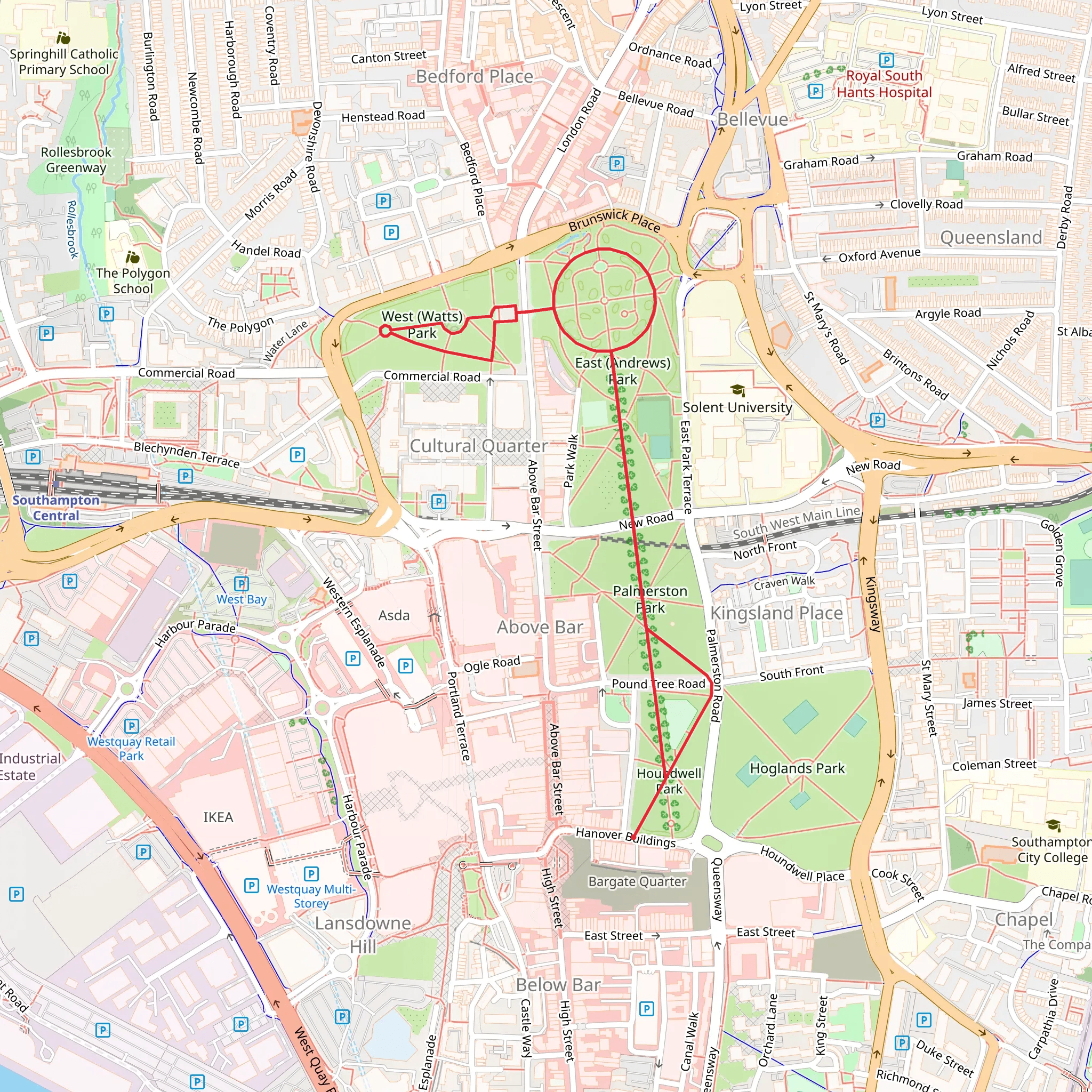 Palmerson, East Andrews and West Watts Park Loop mobile static map