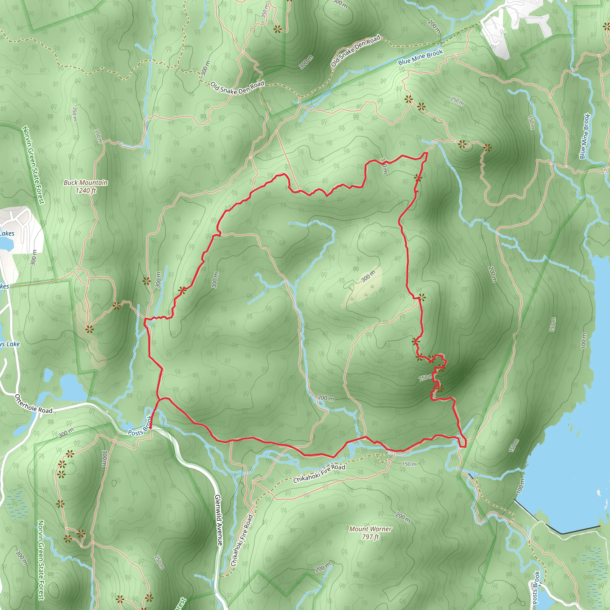 Hewitt-Butler Blue-Highlands and Otterhole-Green Loop Trail mobile static map