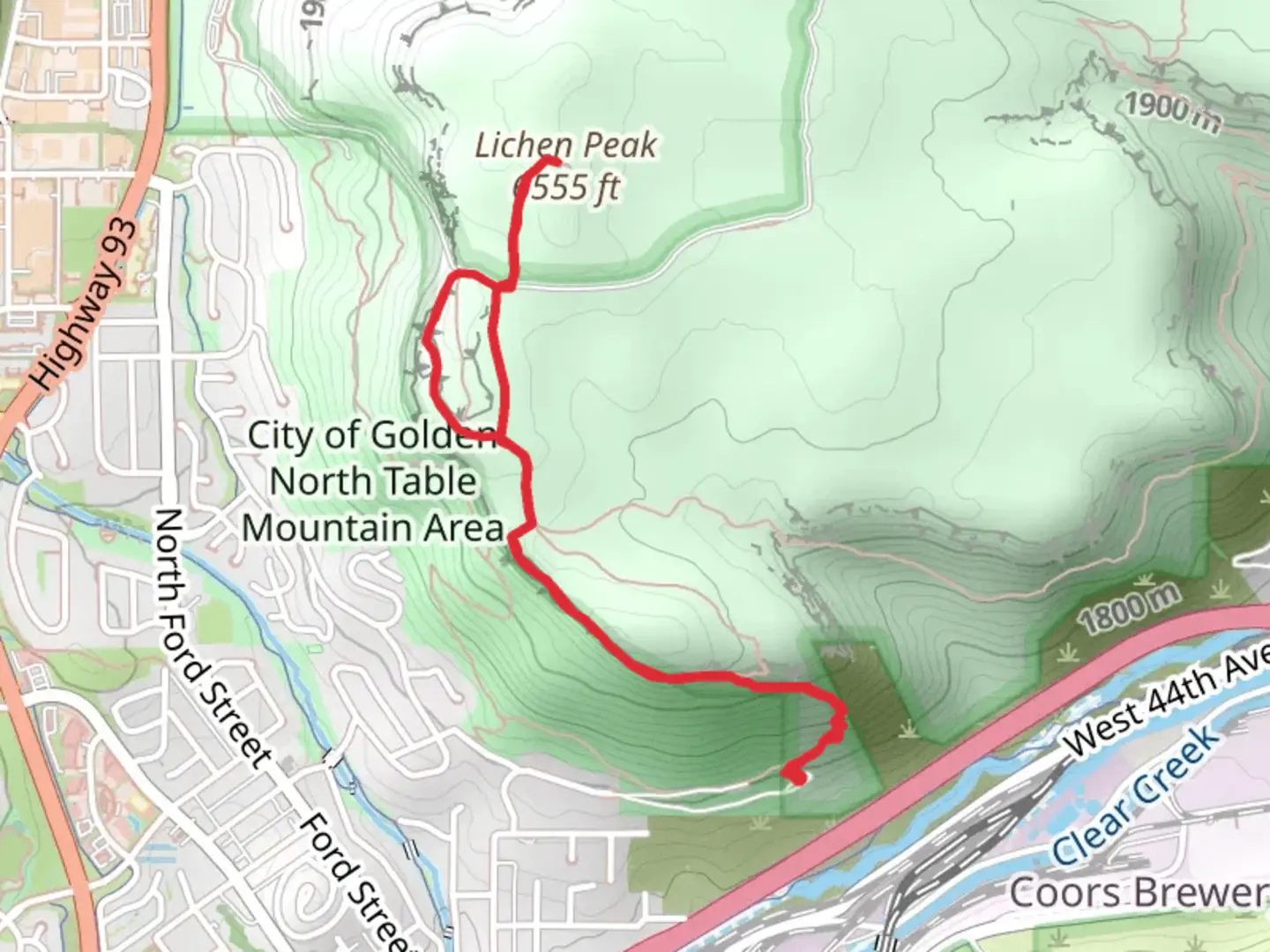 An image depicting the trail Lichen Peak via Golden Cliffs Trail and its surrounding area.