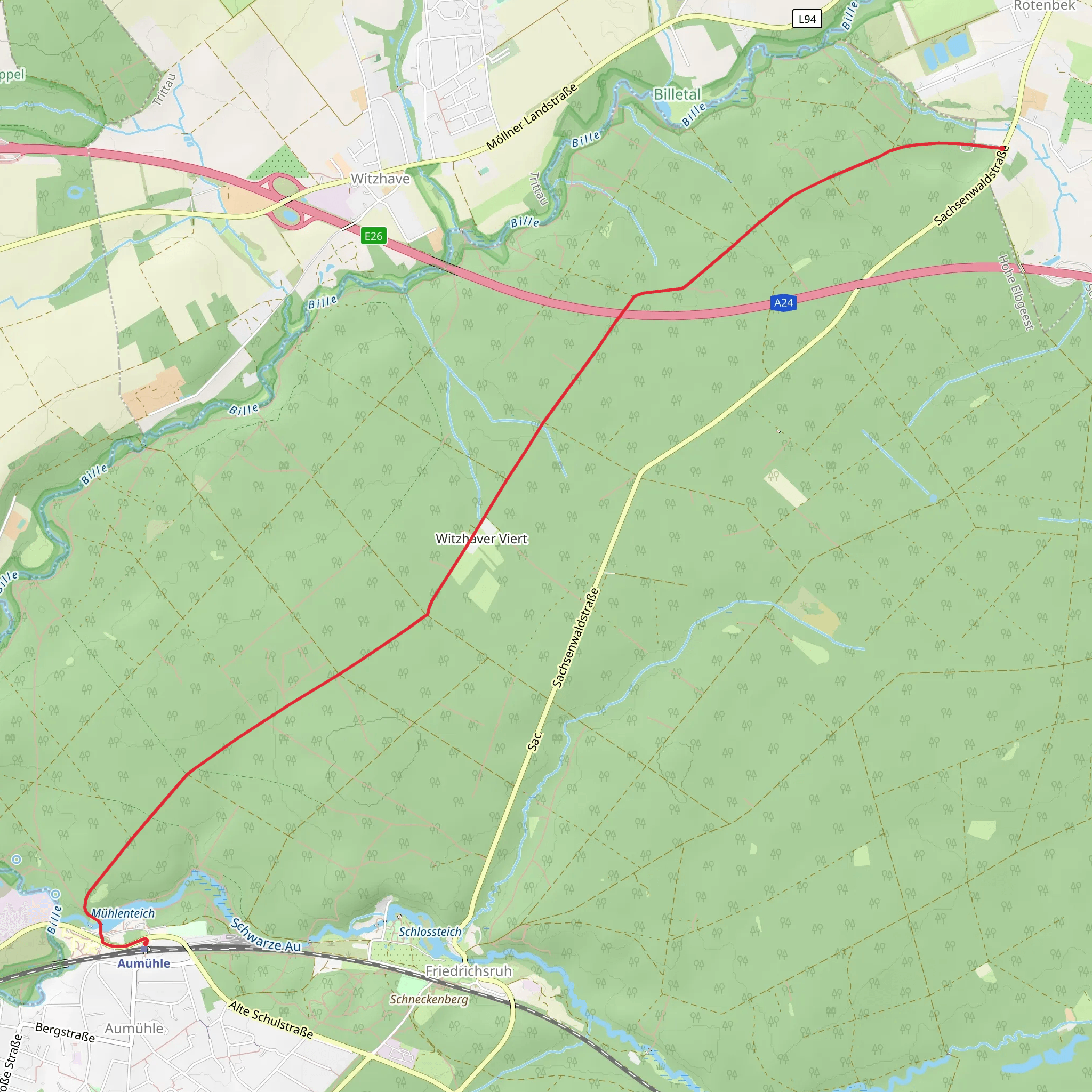 Aumühle to Rotenbek Walk mobile static map