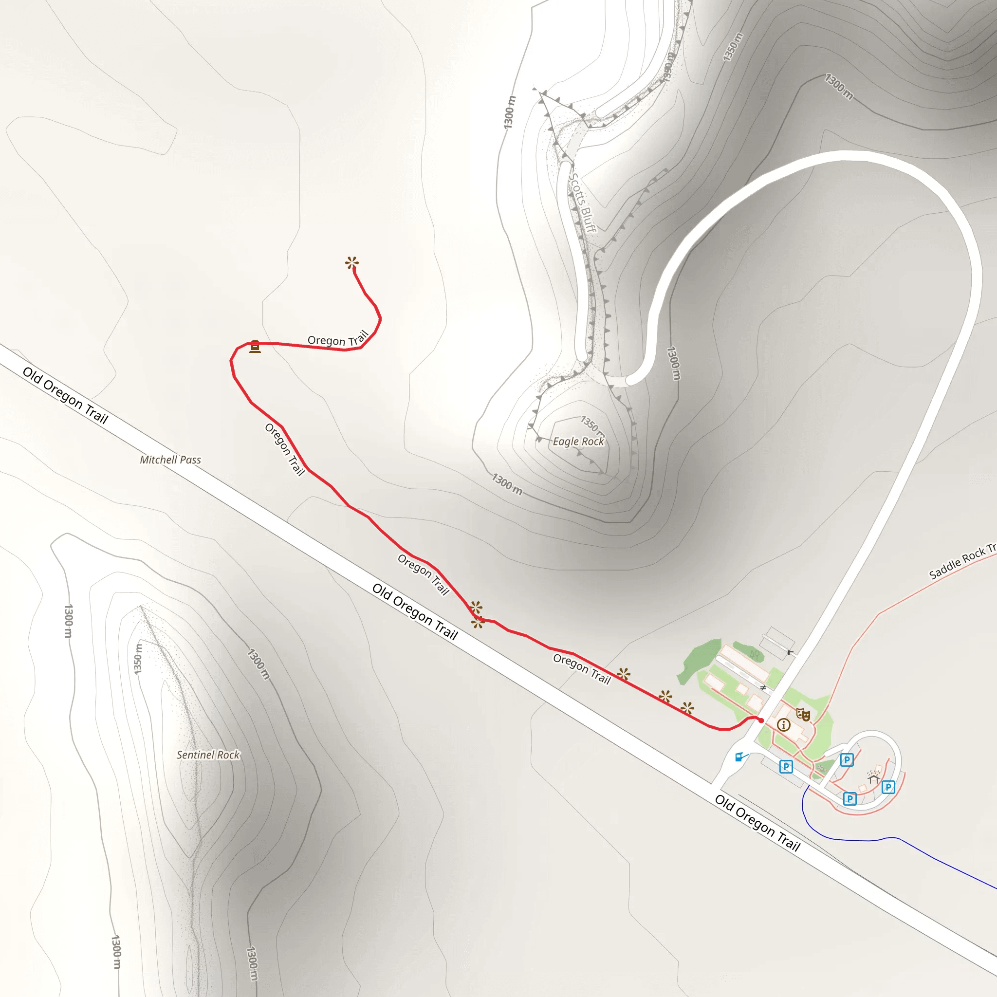 Mitchell Pass via Oregon Trail mobile static map