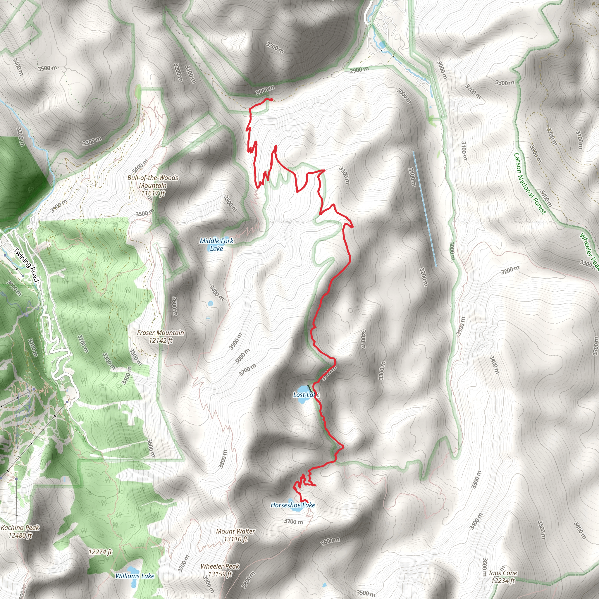Horseshoe Lake and Lost Lake mobile static map