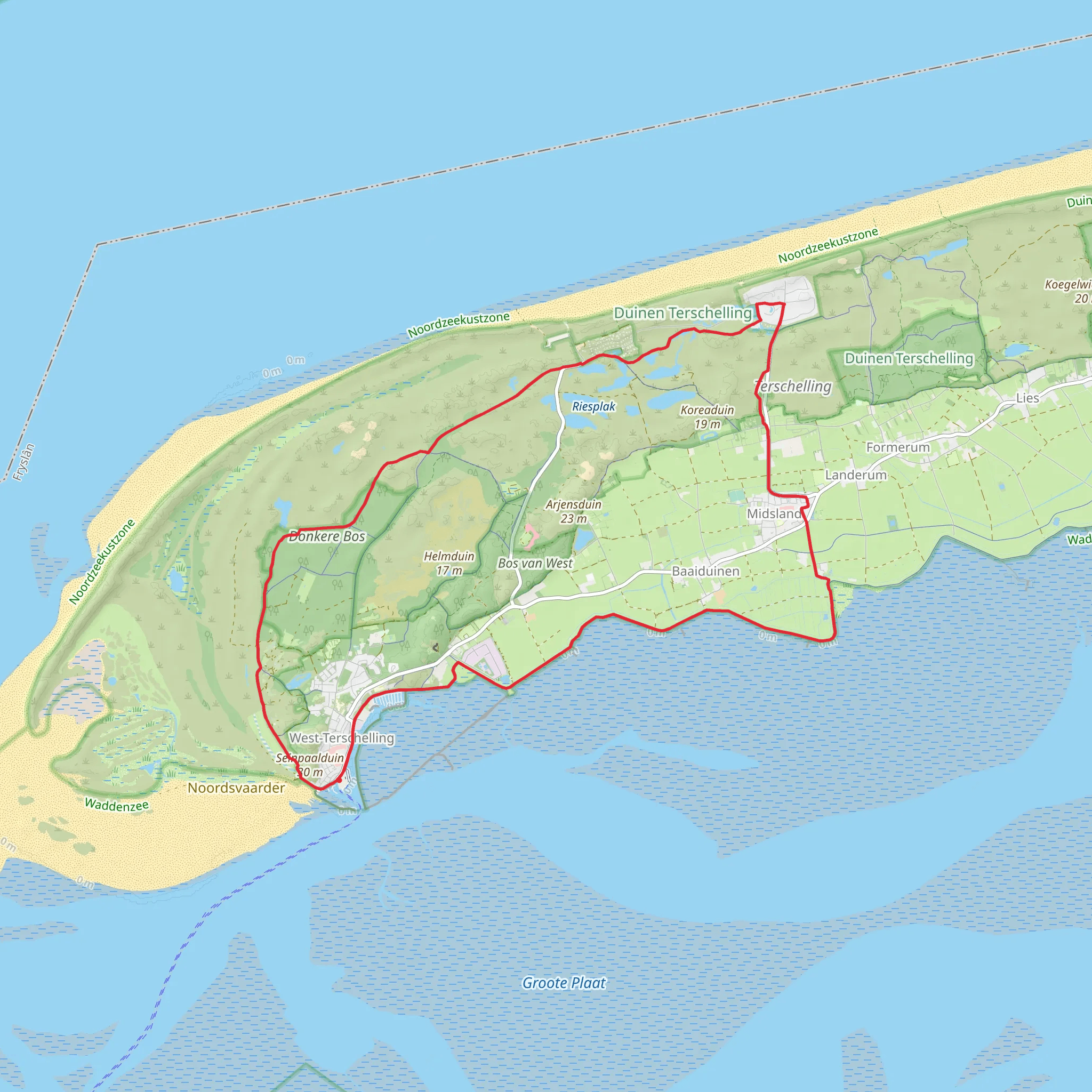 Donkere Bos, Badhuiskuil and Terschelling Loop mobile static map
