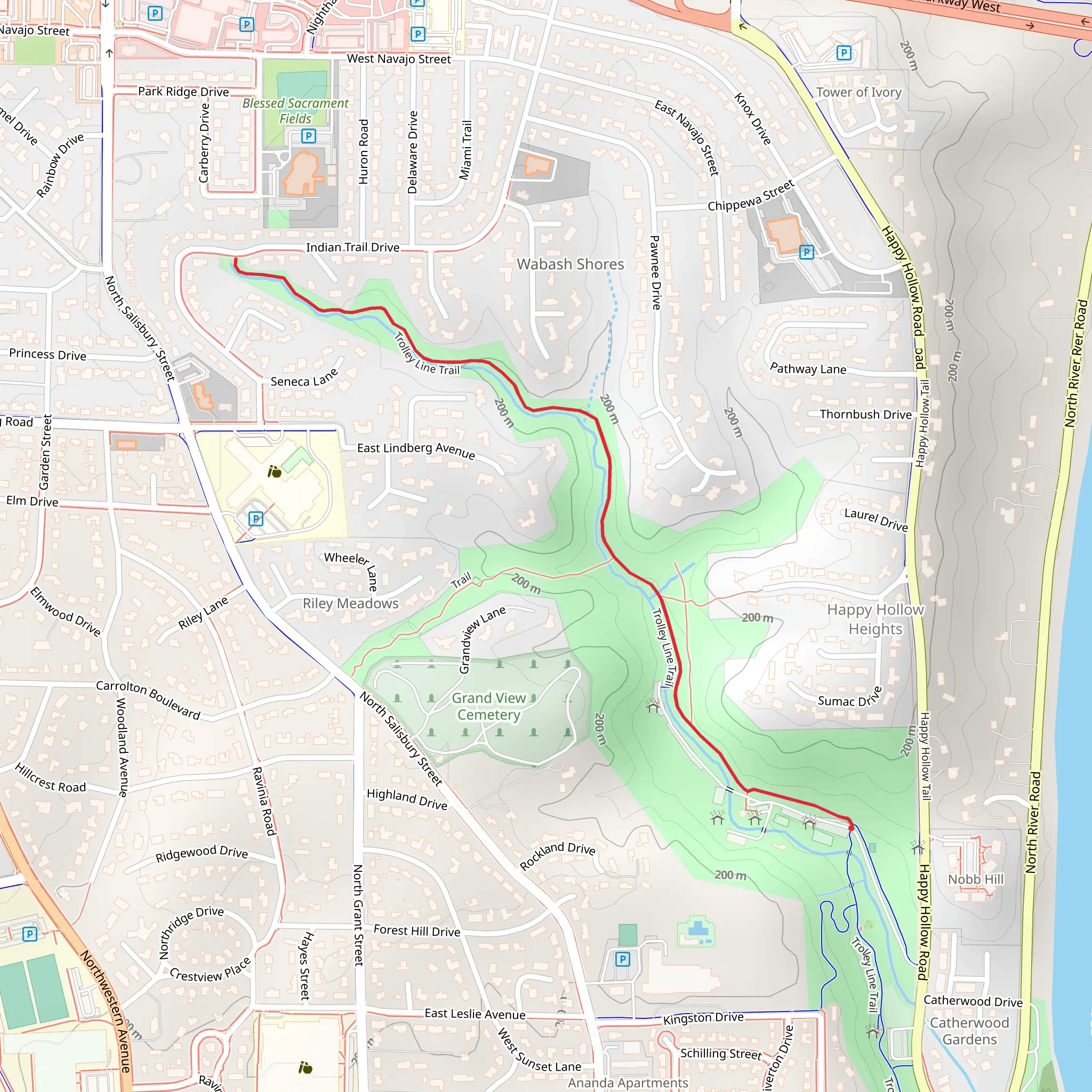 Trolley Line Trail mobile static map