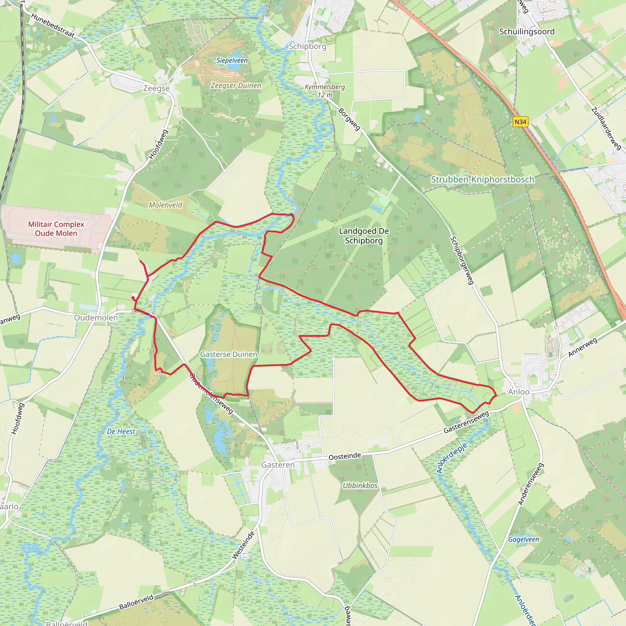 De Maarsch and Gasterse Duinen Loop mobile static map