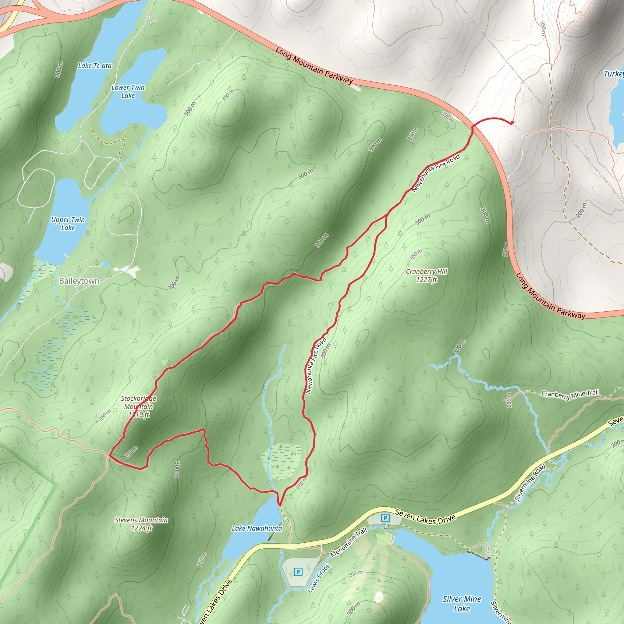Stockbridge Mountain and Lake Nawahunta Loop via Long Path mobile static map