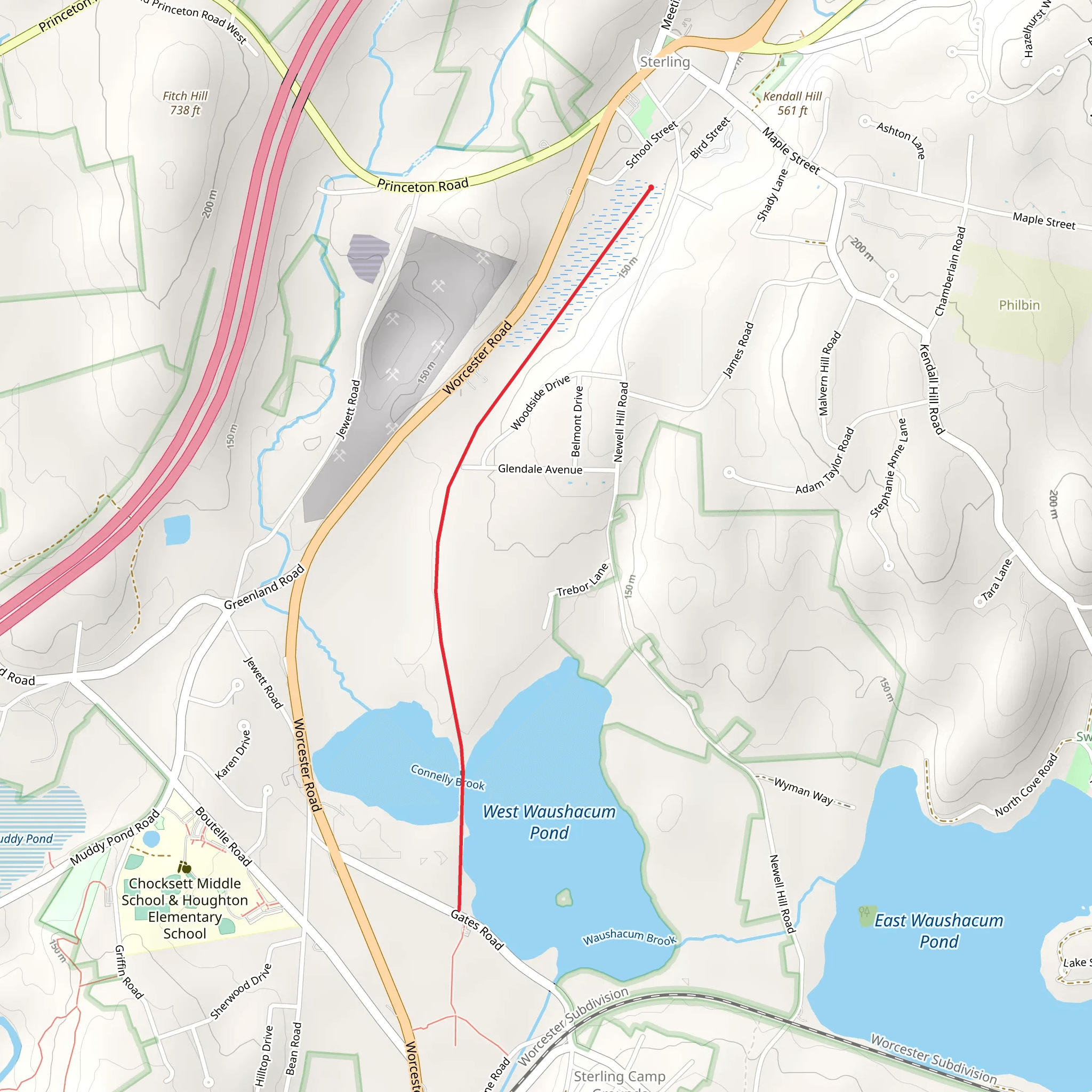 Massachusetts Central Rail Trail mobile static map
