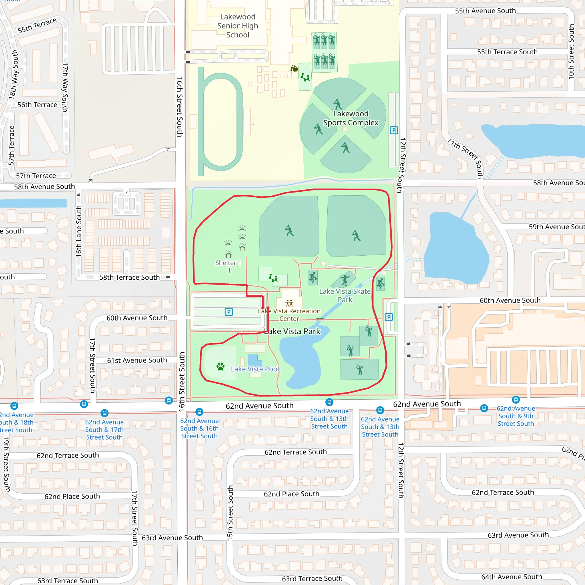 Lake Vista Park Loop mobile static map